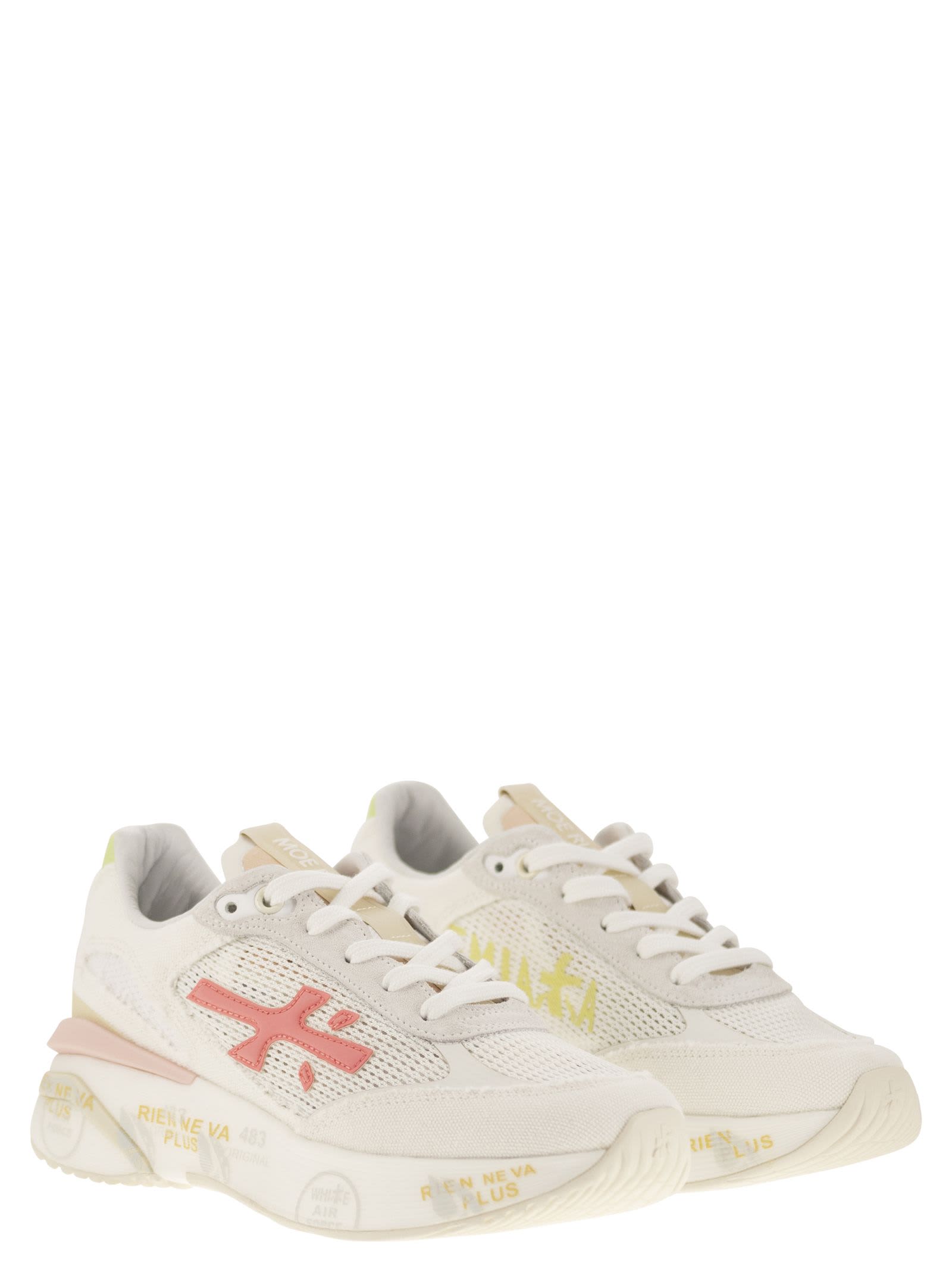 Premiata Round-headed Professional Sports Shoes In White/pink