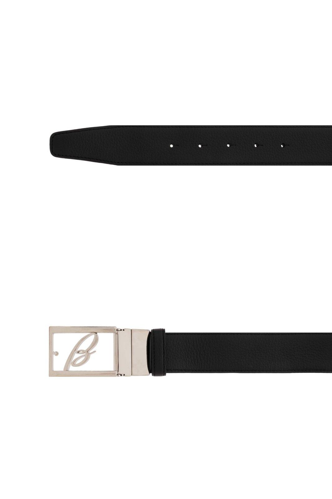 Brioni Signature Buckle Dress Belt In Black