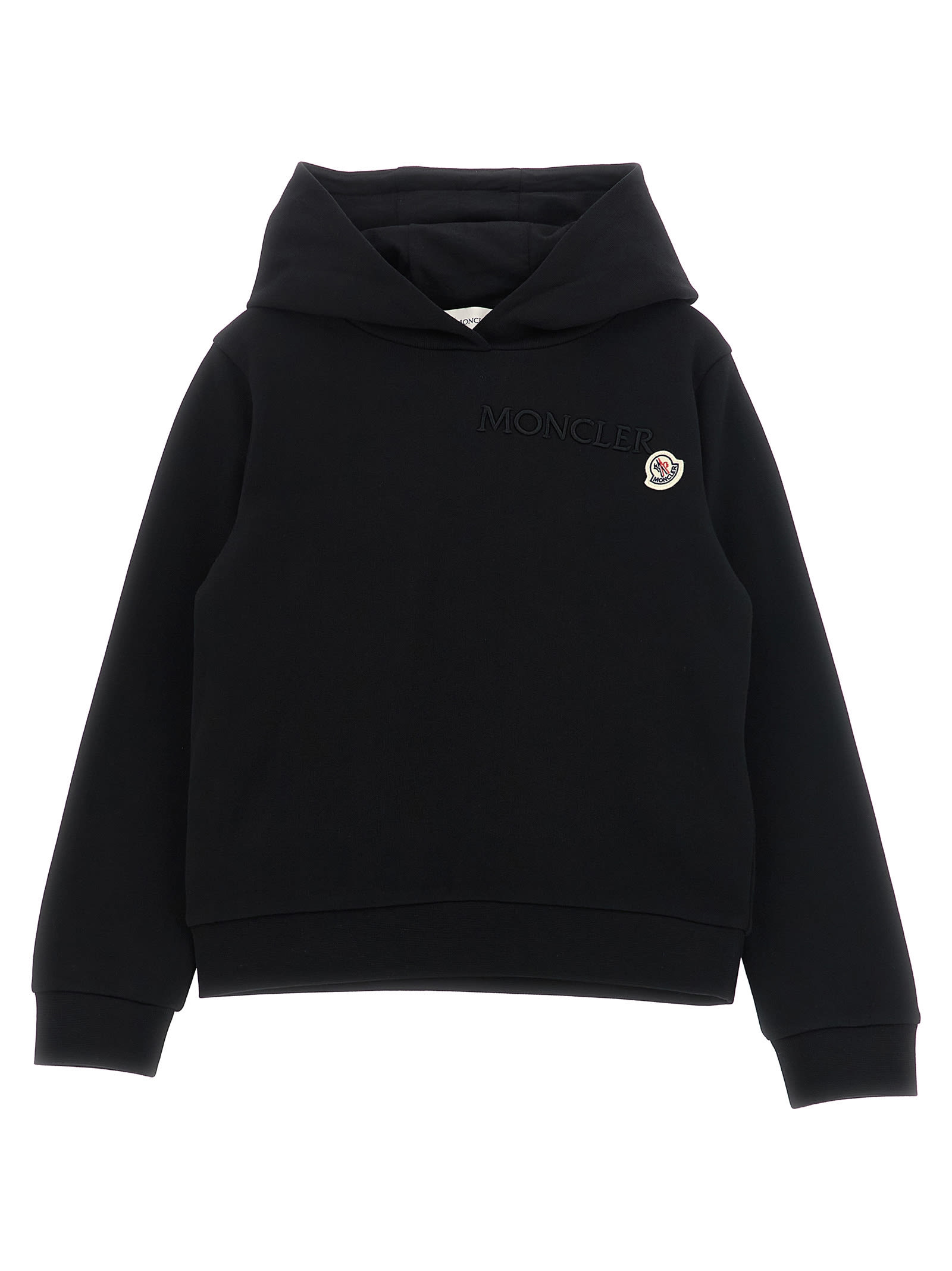 Moncler Logo Embroidery Hoodie In Black