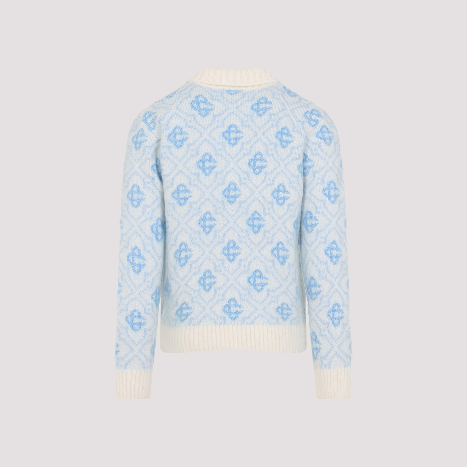 Casablanca Refined Wool Blend Sweatshirt With Classic Collar In Multi