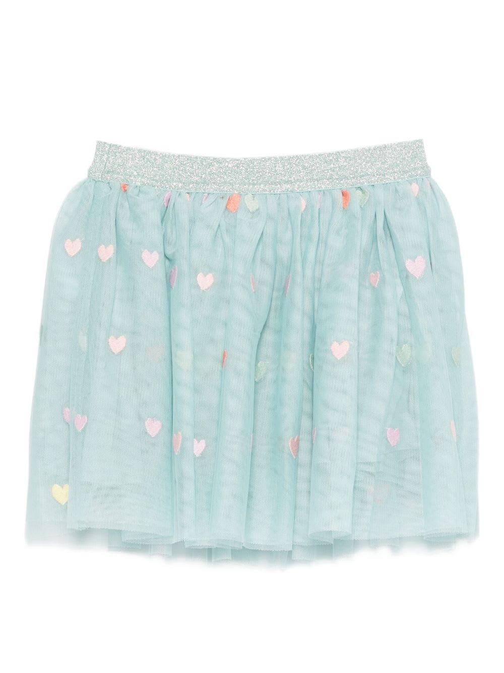 Stella Mccartney Kids Tulle Skirt With Glitter And Hearts In Multi