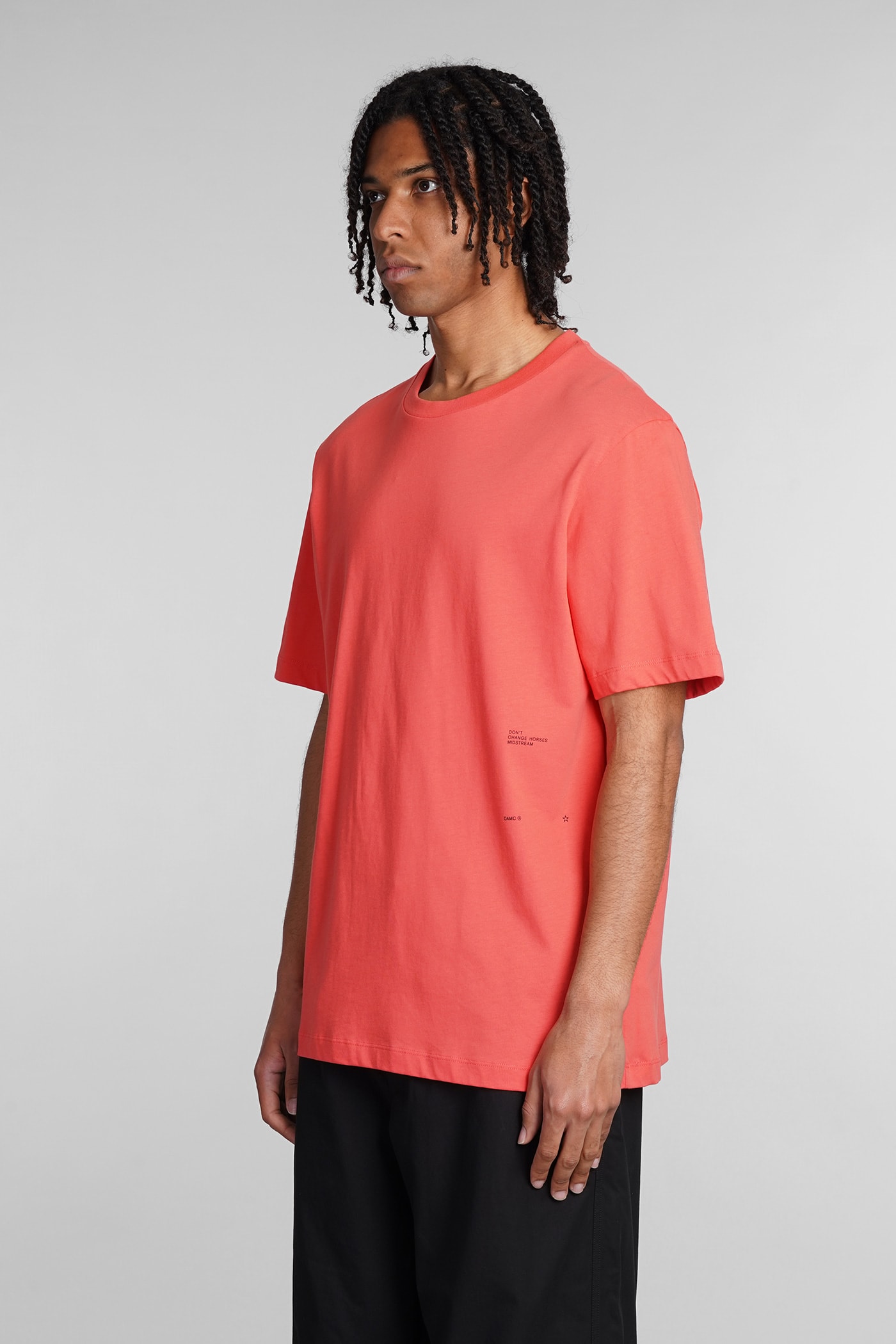 Shop Oamc T-shirt In Orange Cotton
