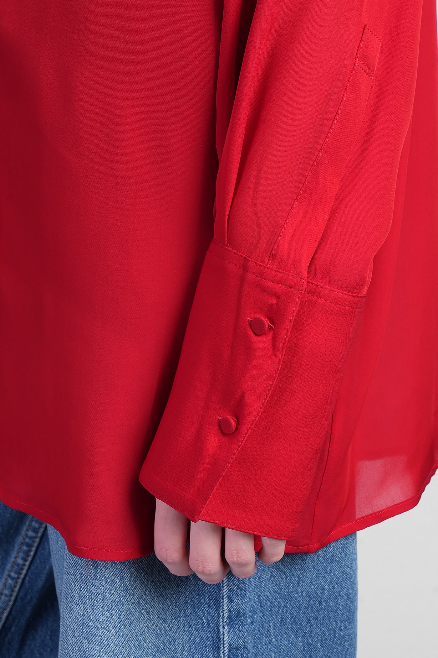 Anine Bing Bridget Silk Viscose Georgette Shirt In Red