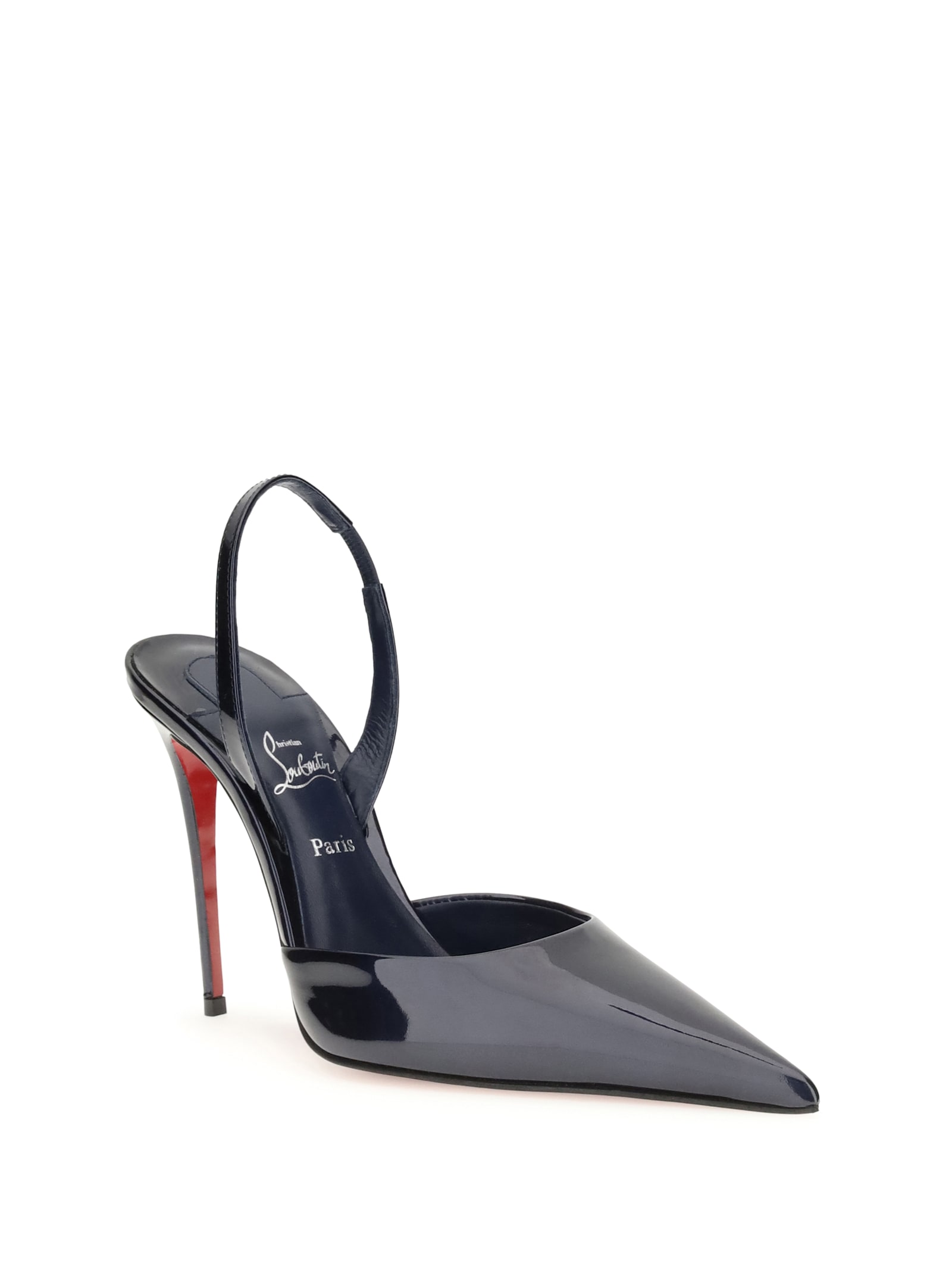 Christian Louboutin Kate Max O Sling 100 Leather Slingback Pump In Blue
