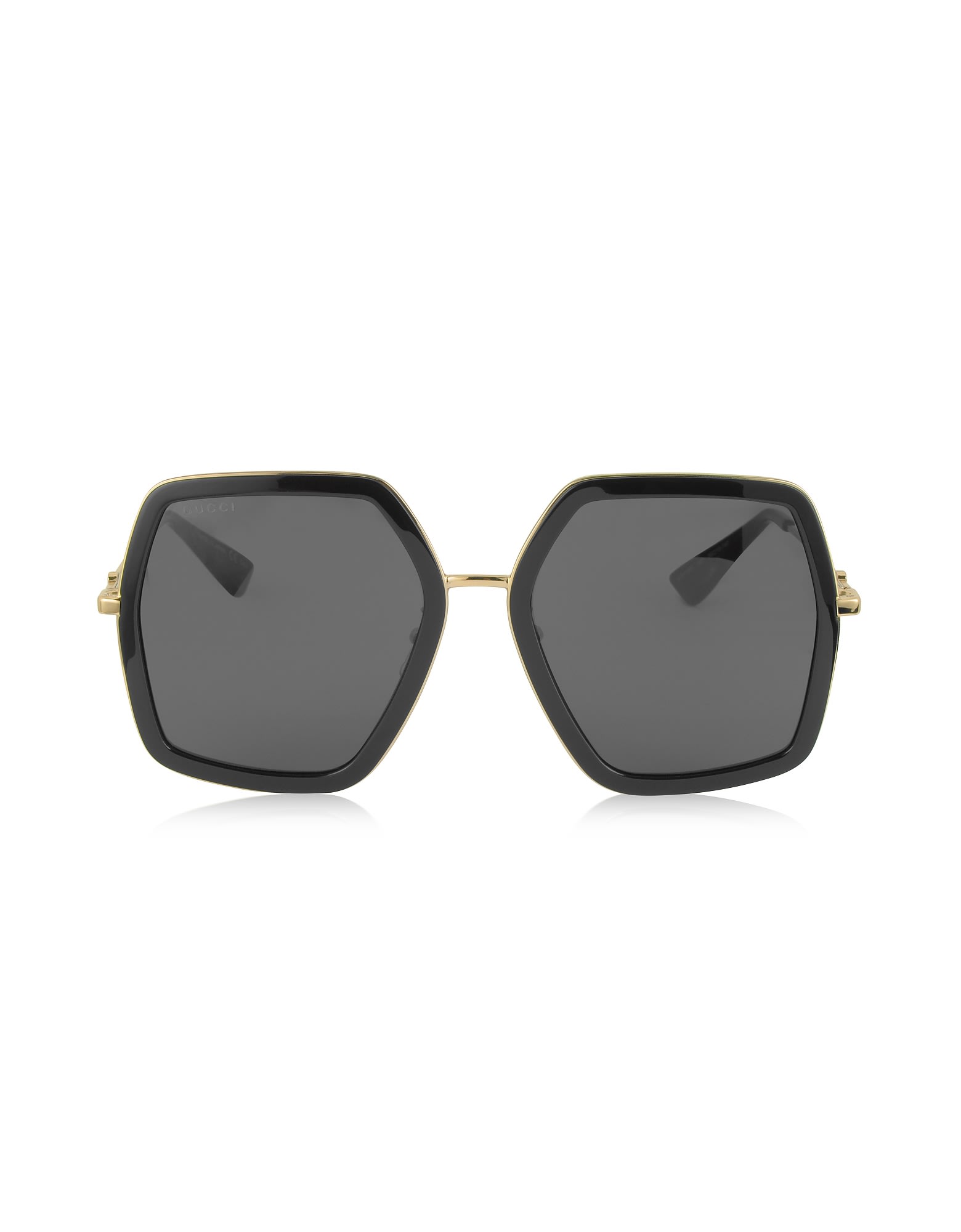 GUCCI GG0106S 001 BLACK ACETATE AND GOLD METAL SQUARE OVERSIZED WOMENS SUNGLASSES,11121066