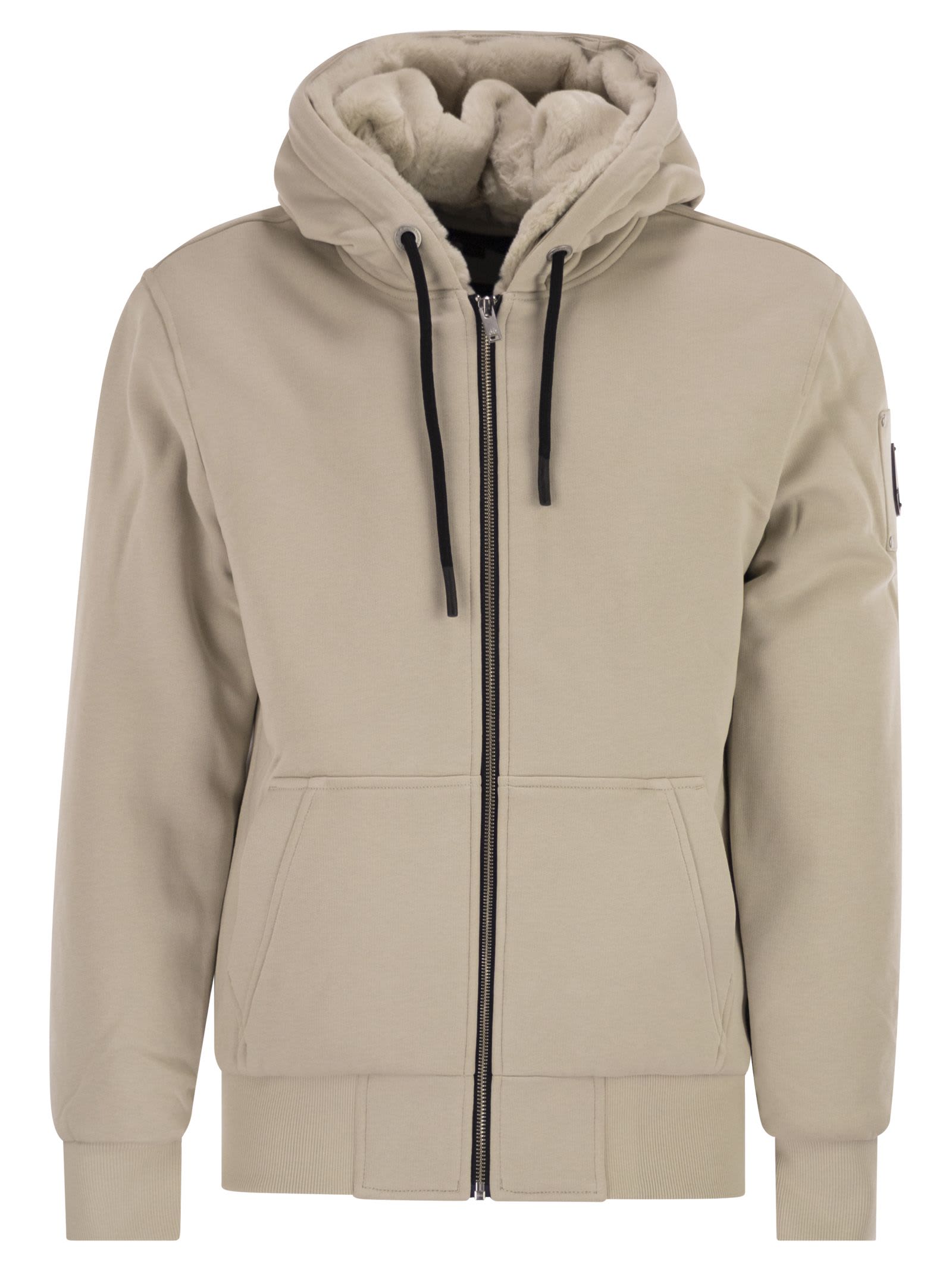 Moose Knuckles Classic Bunny - Faux Fur Lined Hoodie In Nude