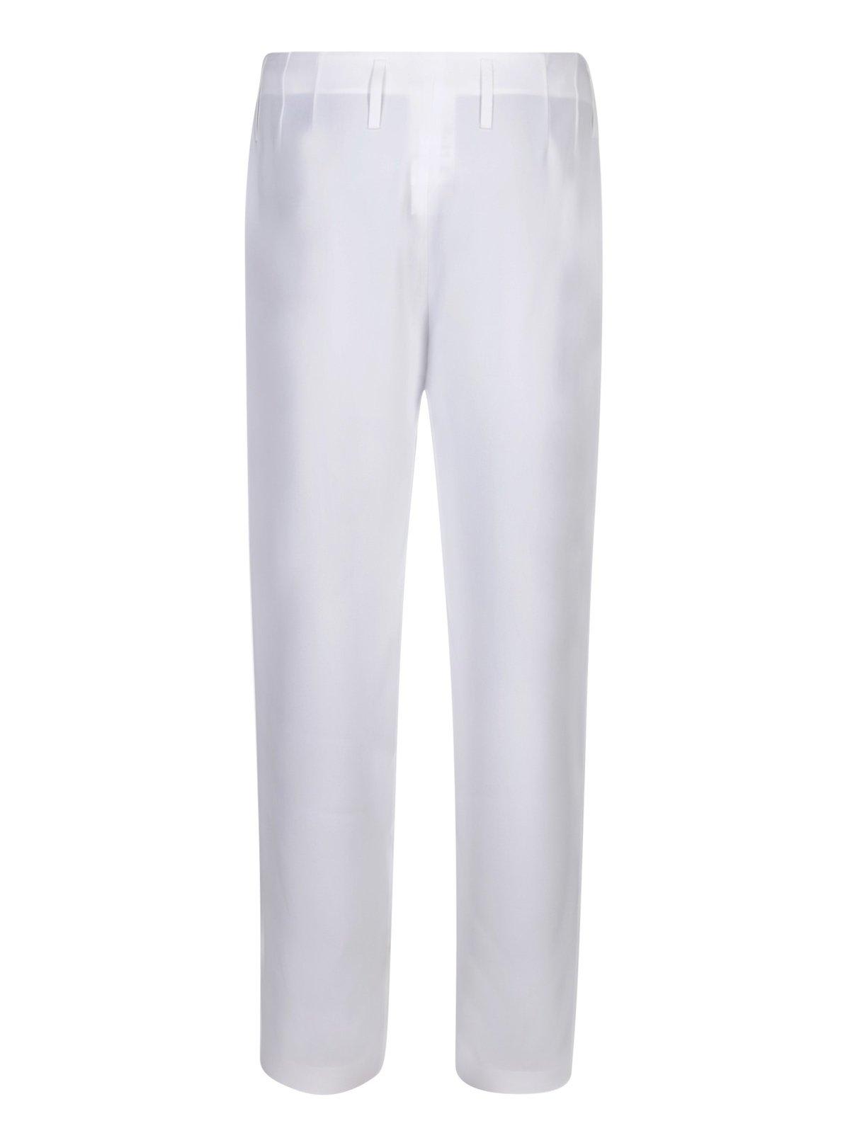 Shop Giorgio Armani Straight Leg Pleated Trousers In Bianco