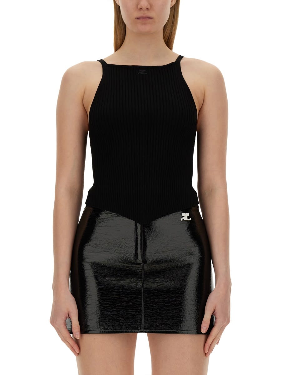 Shop Courrèges Tops With Logo In Black