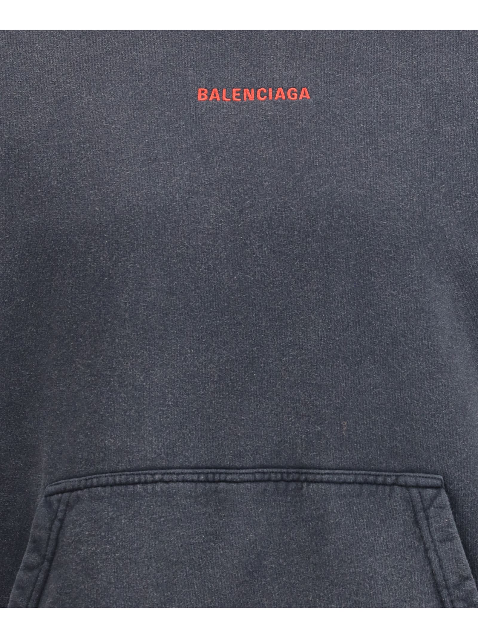 Balenciaga Men Logo Hooded Sweatshirt In Gray