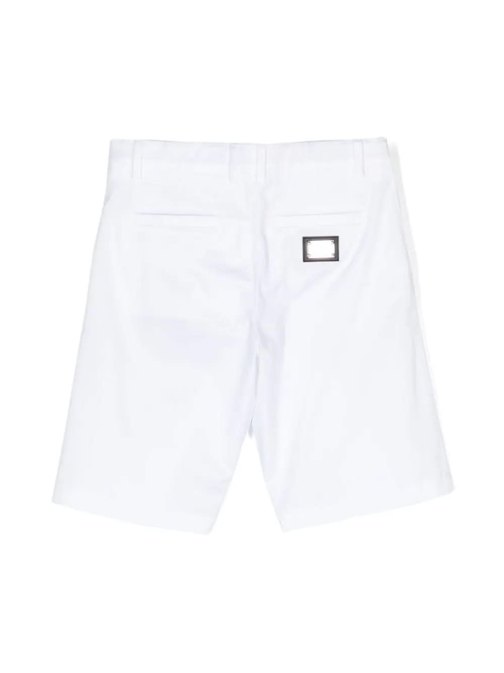 Shop Dolce & Gabbana White Cotton Blend Bermuda Shorts With Logo Application