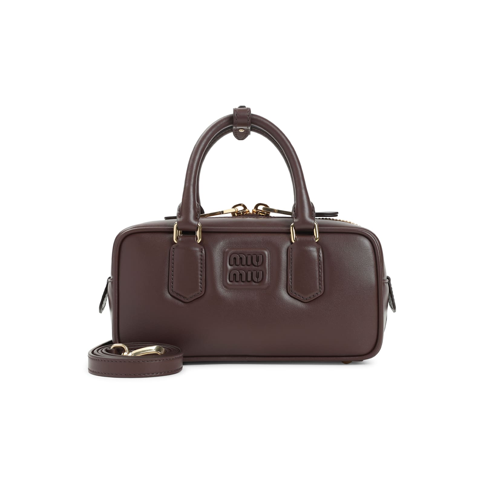 Miu Miu Arcadie Calf Leather Handbag Women In Burgundy