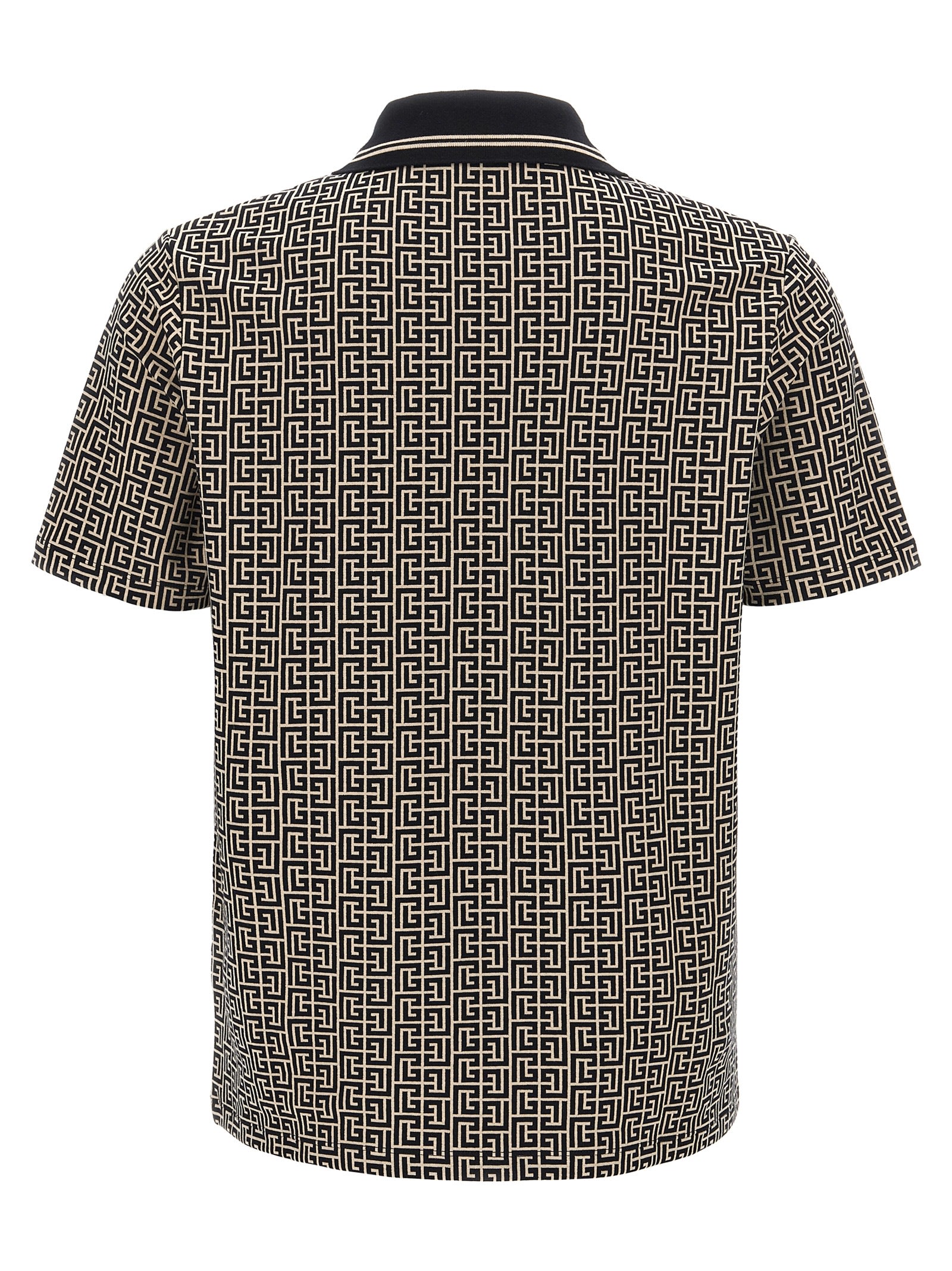 Balmain Pb Labyrinth Jacquard Polo Shirt In Black