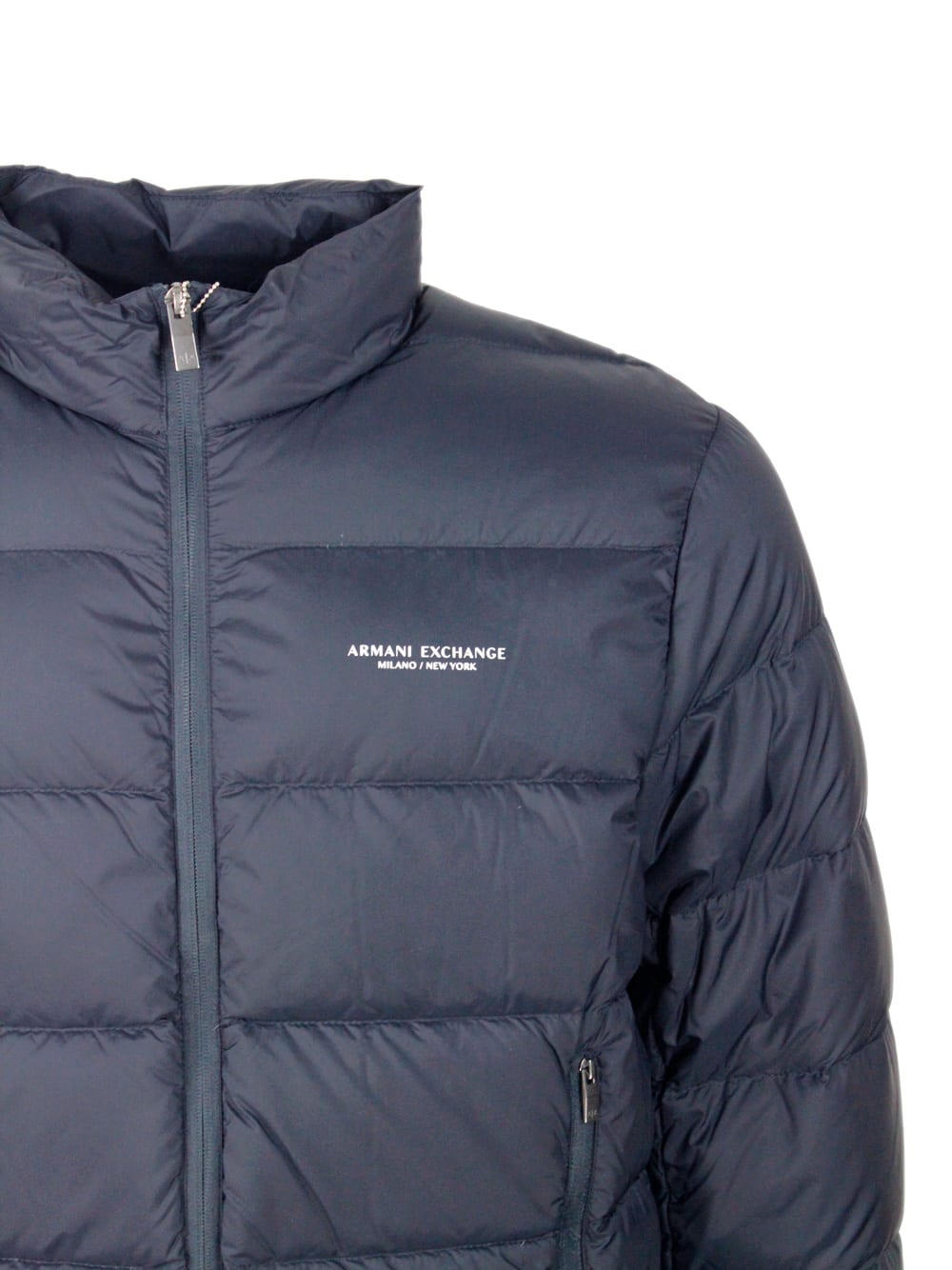 Armani Exchange Blue Polyester Jacket In Blue