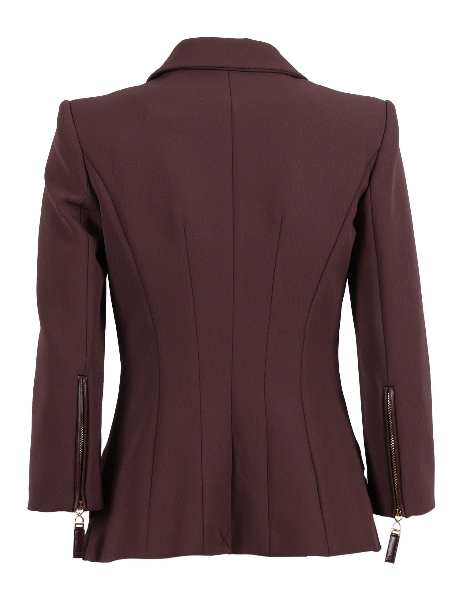 Elisabetta Franchi Bordeaux Jacket Gold-tone Buttons In Brown