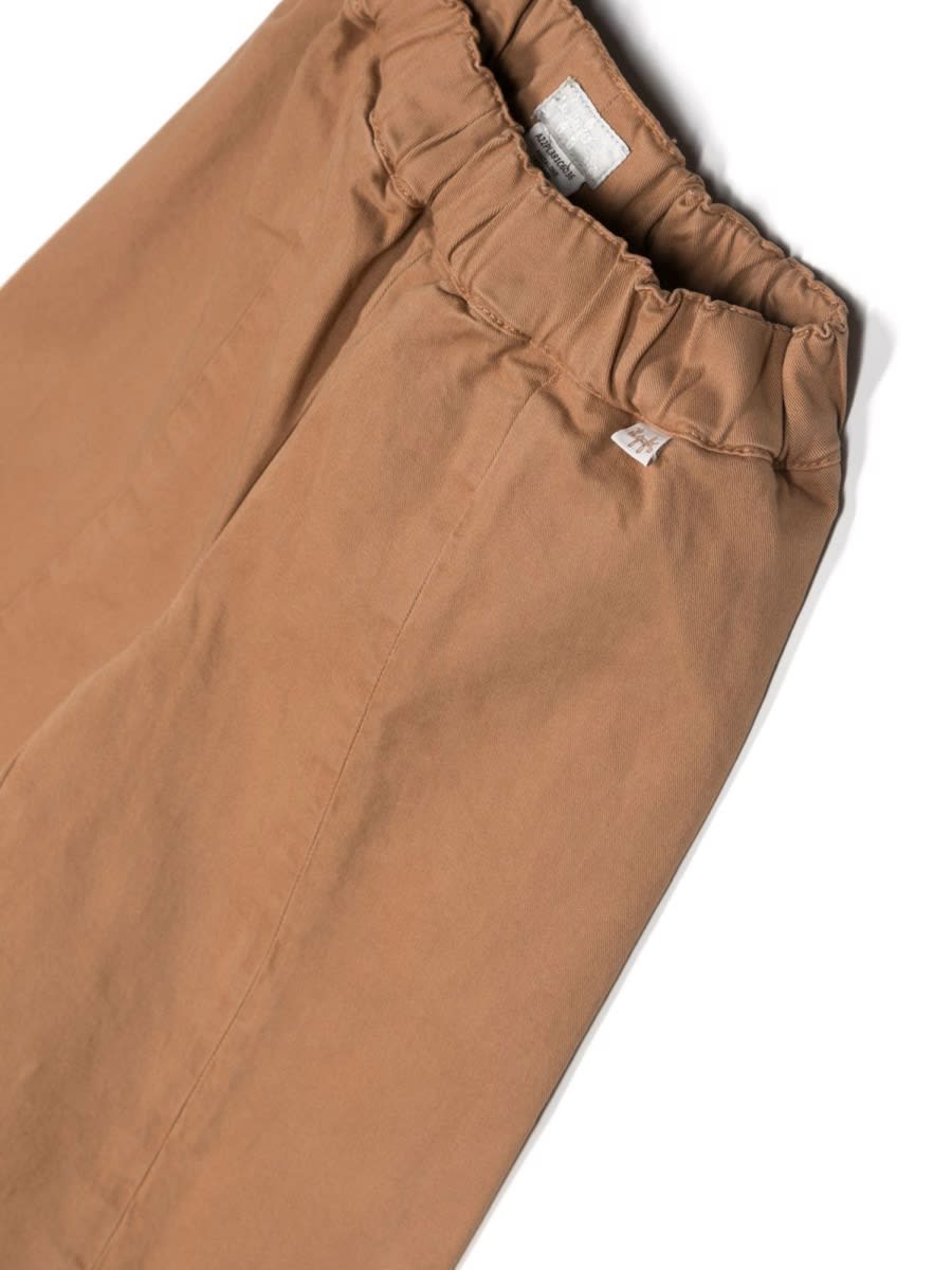 Shop Il Gufo Wide Leg Frayed Pants In Brown