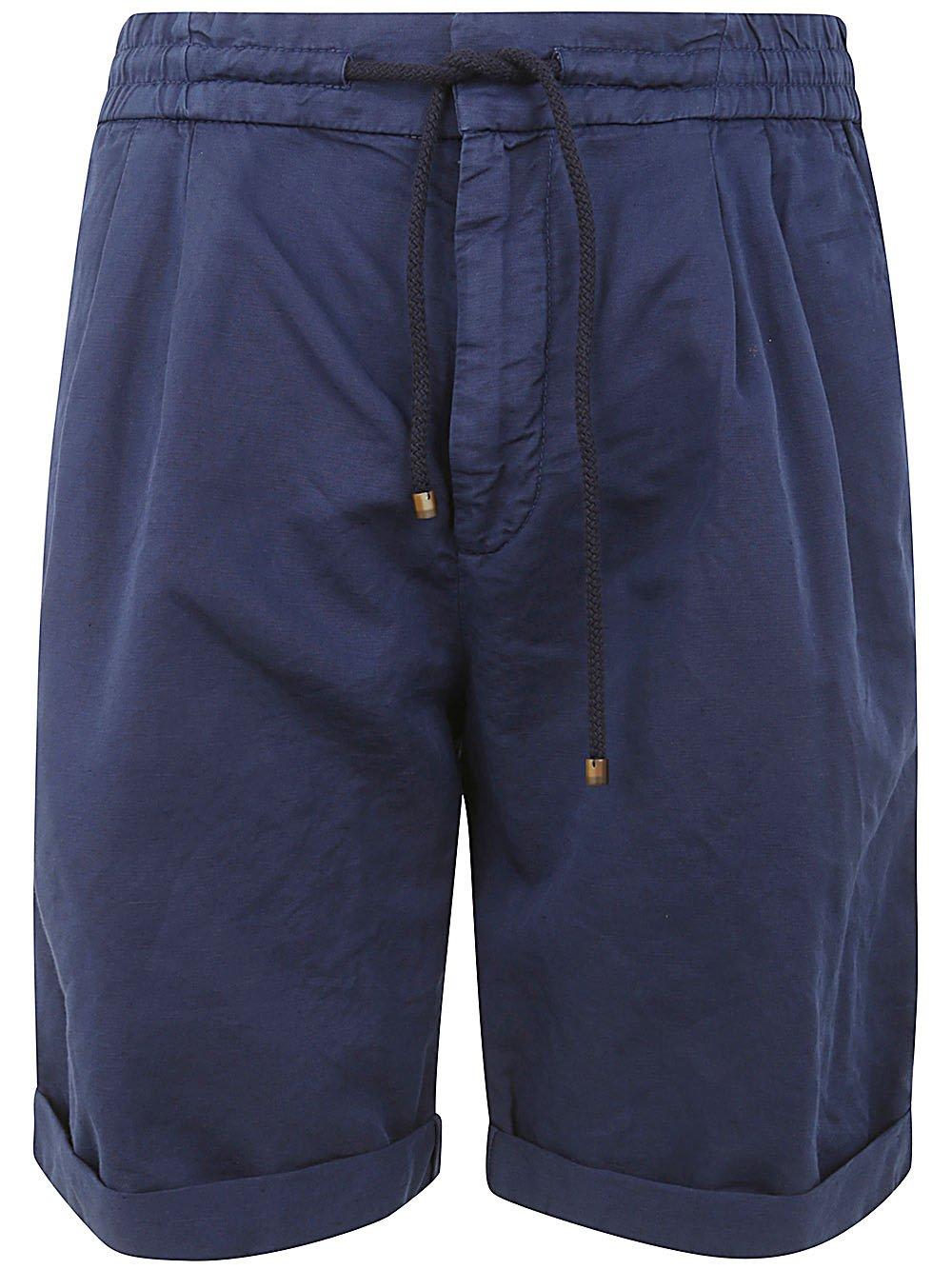Shop Brunello Cucinelli Elasticated Waistband Drawstring Shorts In Blue