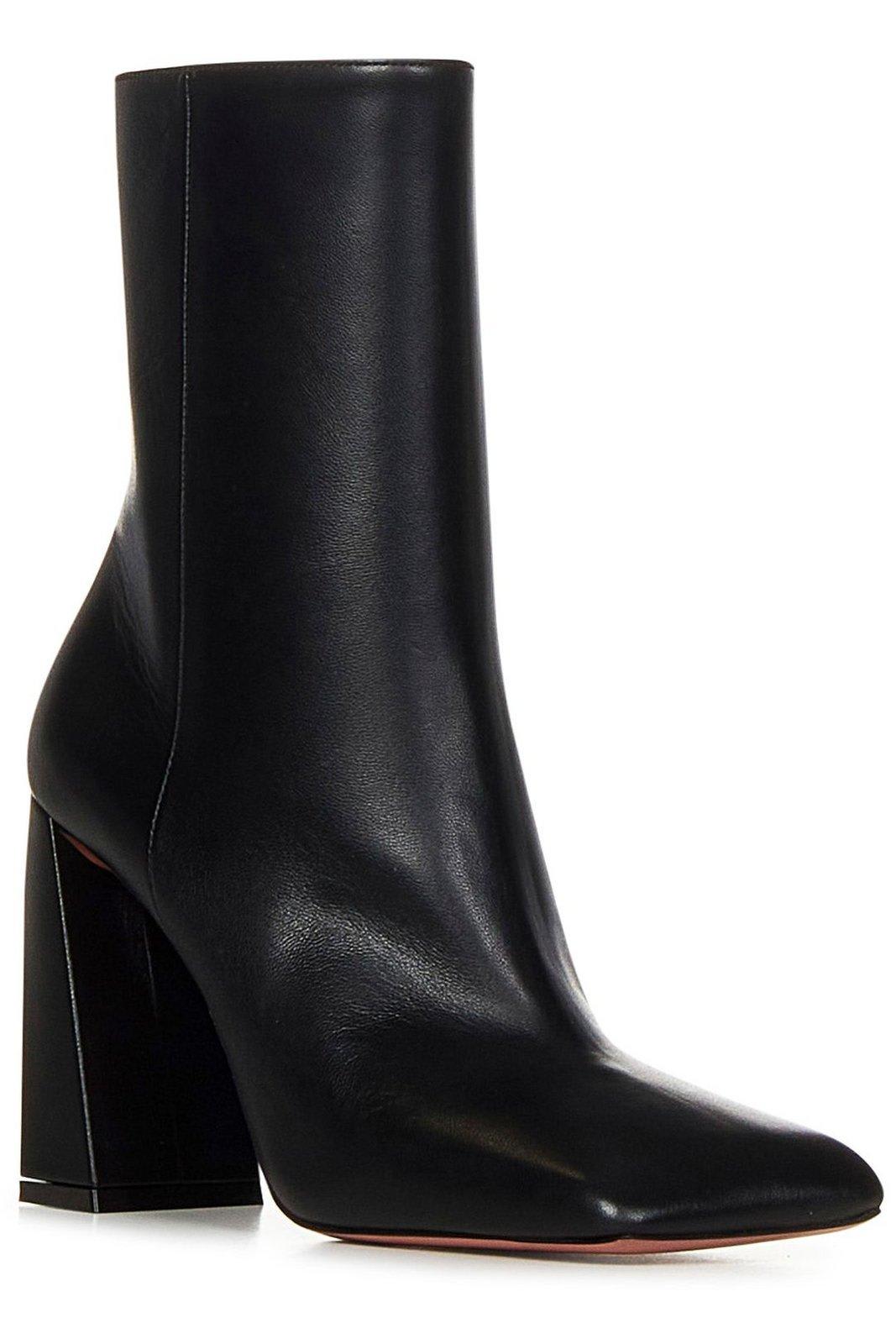 Shop Amina Muaddi Pointed-toe Ankle Boots In Black