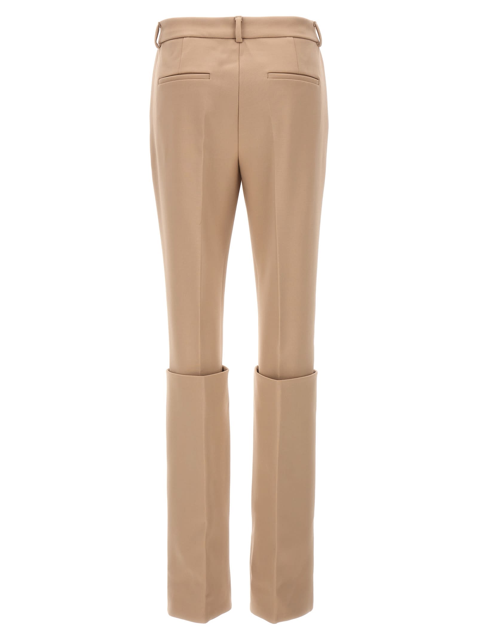Sportmax Straight Leg Trousers With Pockets And Belt Loops In Beige
