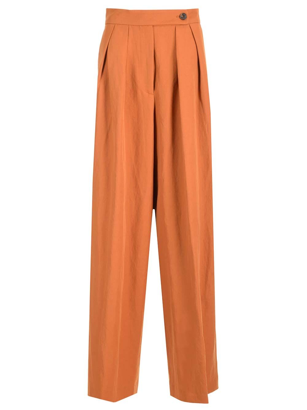 Shop Dries Van Noten Wool Blend Trousers In Orange