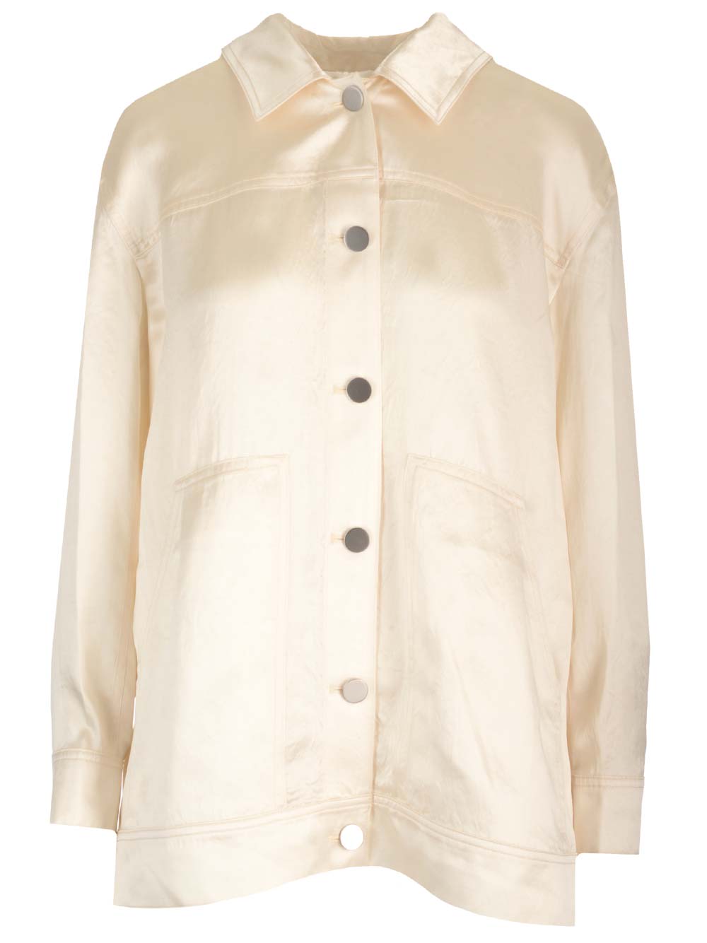Shop Theory Satin Over Shirt In Avorio