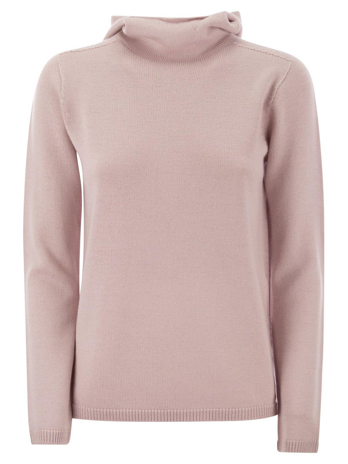Max Mara The Cube Turtleneck Knitted Hoodie In Rosa