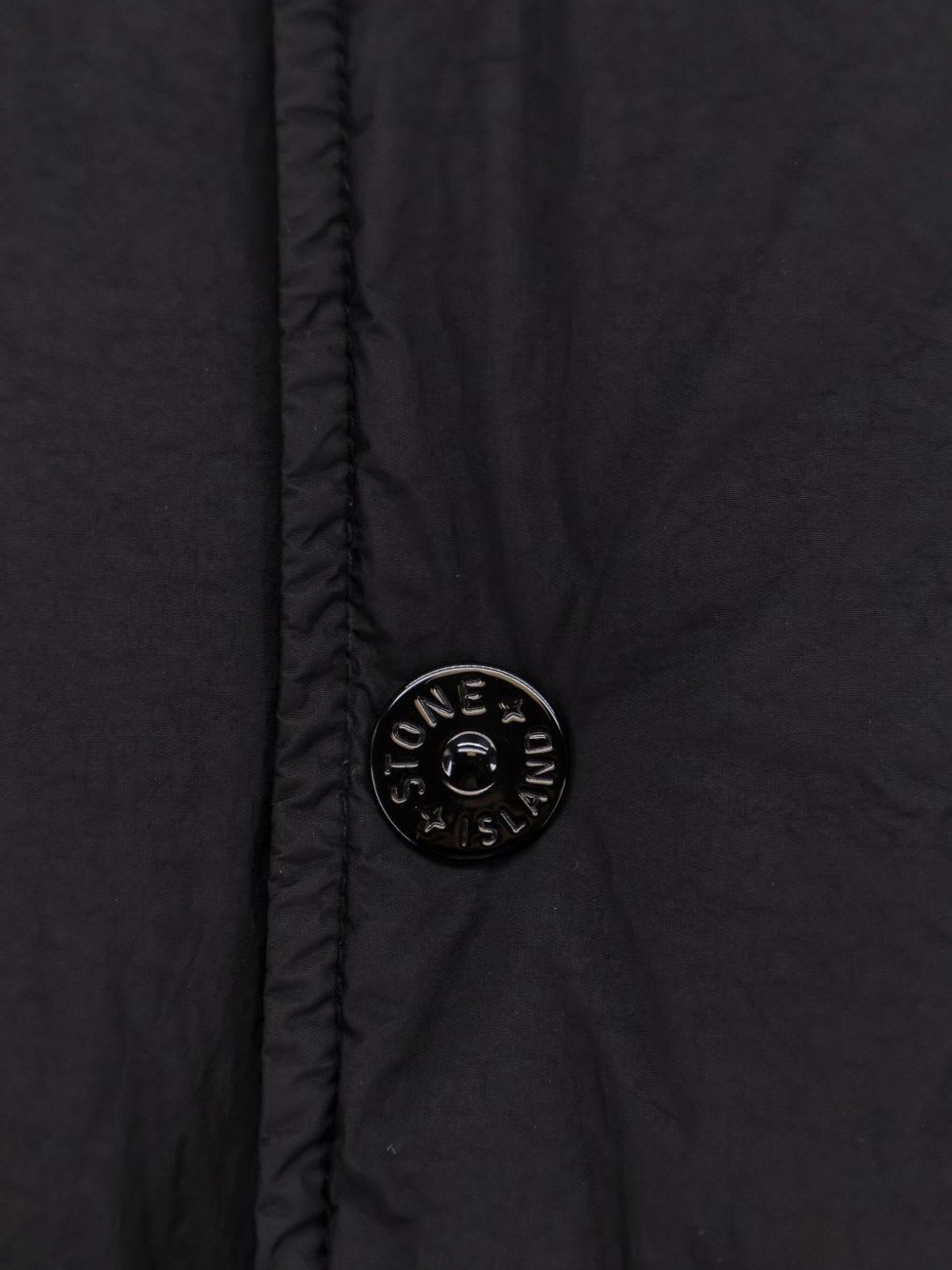 Stone Island Short Hooded Down Jacekt In Black