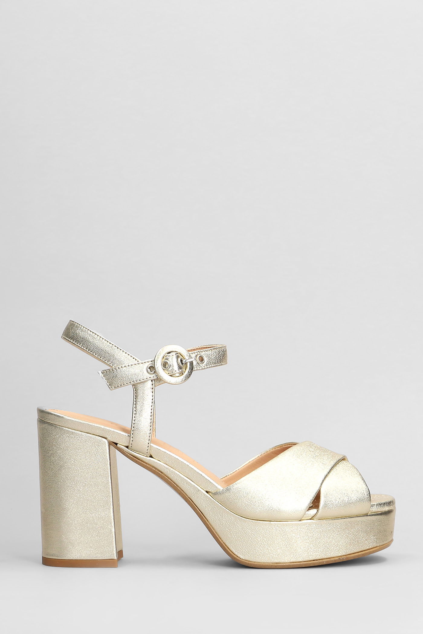Sandals In Platinum Leather