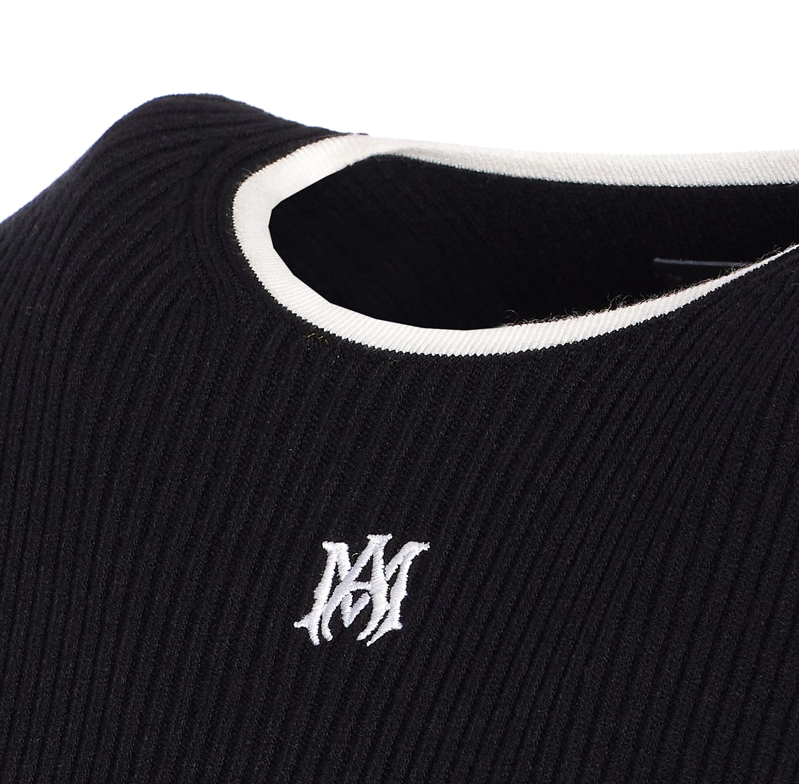 Amiri Ribbed Texture Crop Top With Contrast Trim