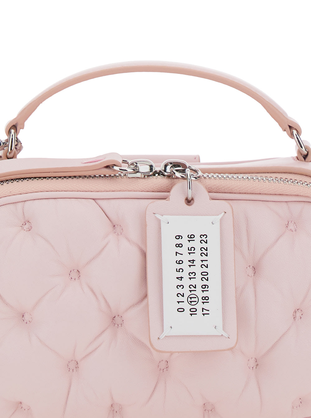 Shop Maison Margiela Glam Slam Pink Handbag With Logo Plate And Quilted Design In Leather Woman