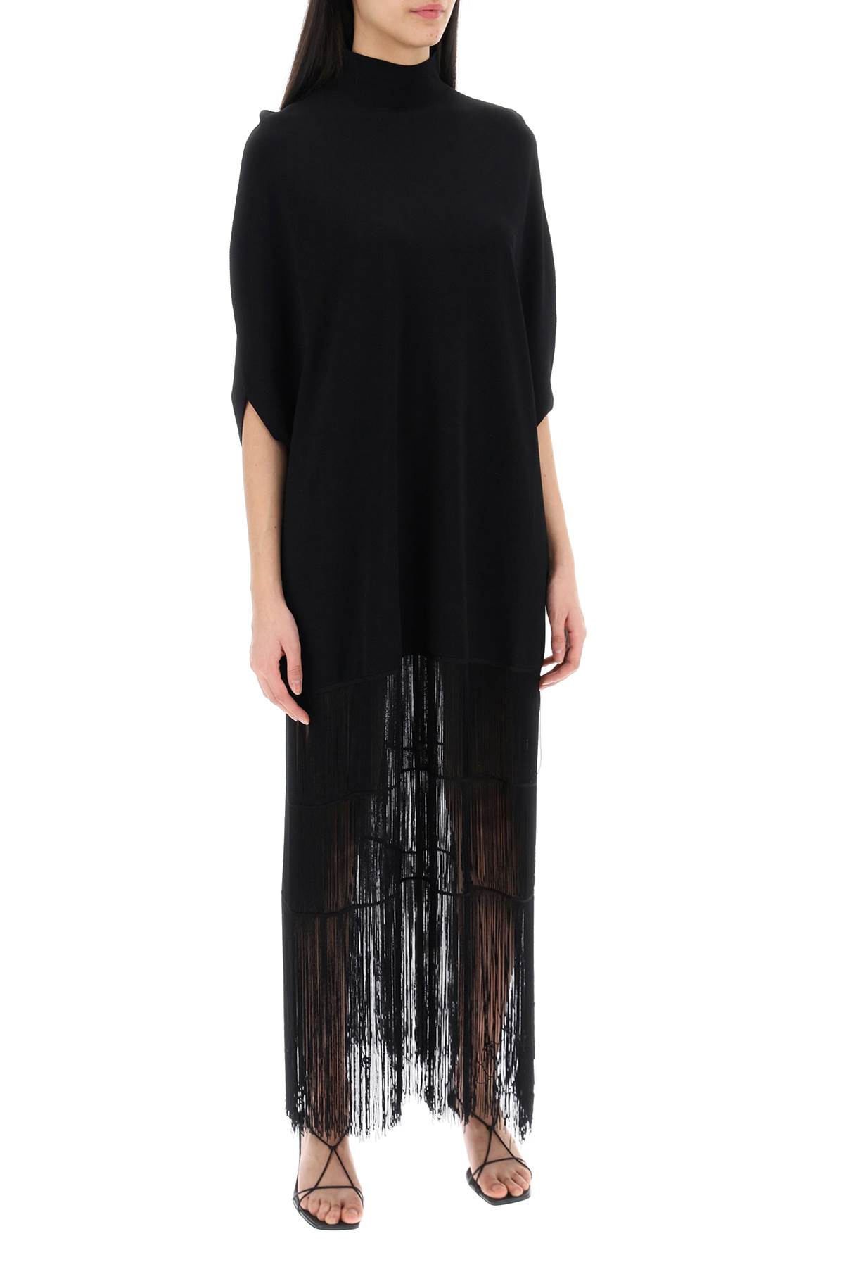 Shop Khaite Olson Dress With Ruffled Fr In Black (black)