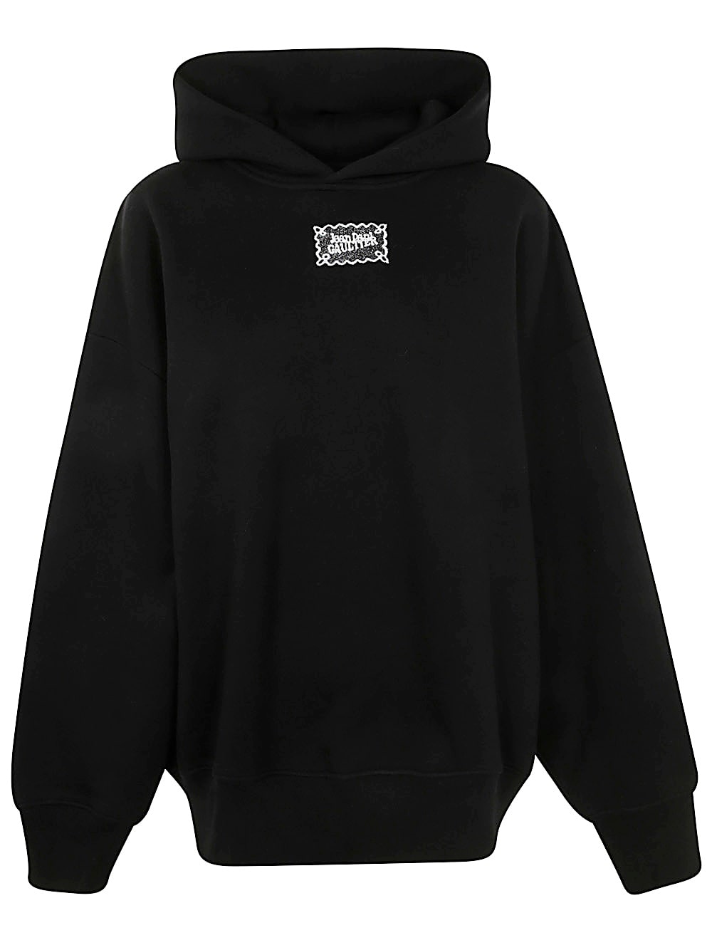 Shop Jean Paul Gaultier Cotton Oversized Hoodie With Lace Label Transfer In Black White