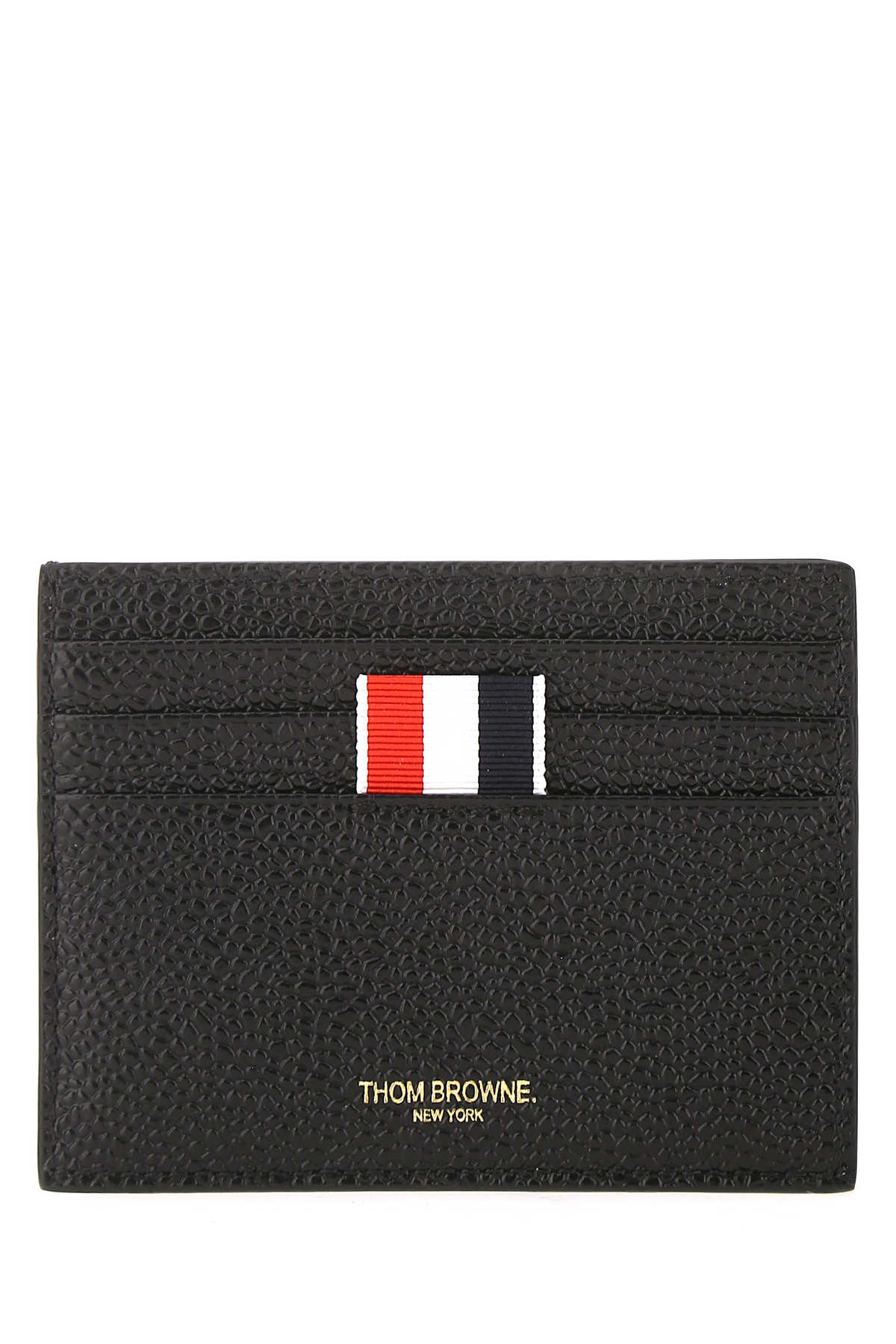 Shop Thom Browne Black Leather Card Holder In 001