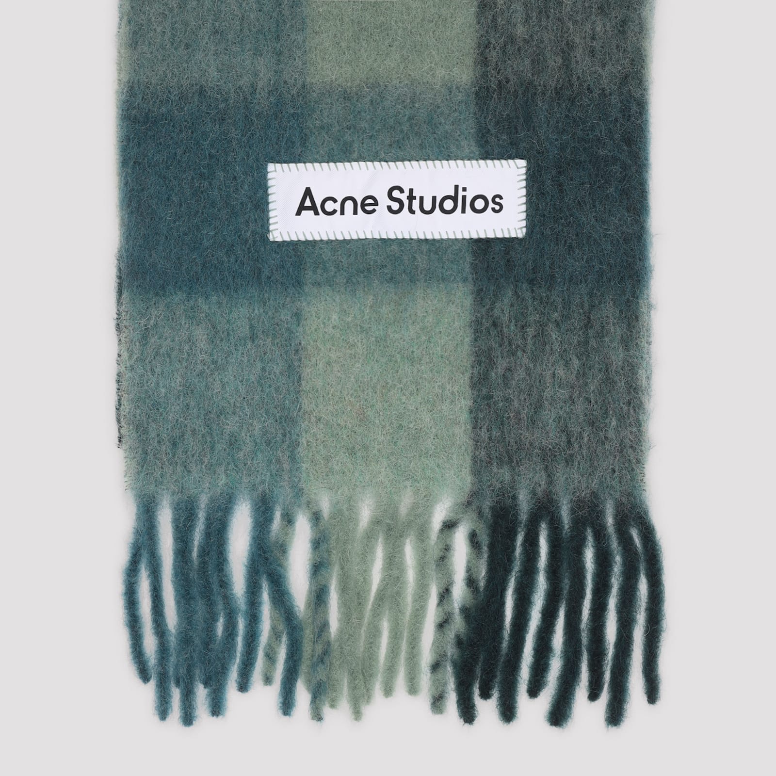 Acne Studios Alpaca Wool Blend Checkered Pattern Scarf