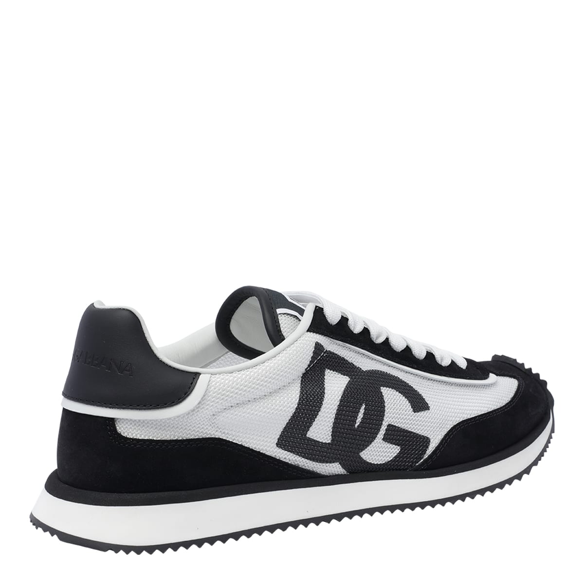 Dolce & Gabbana Aria White And Black Running Sneakers With Logo Detail In Suede And Tech Fabric Man In Multi