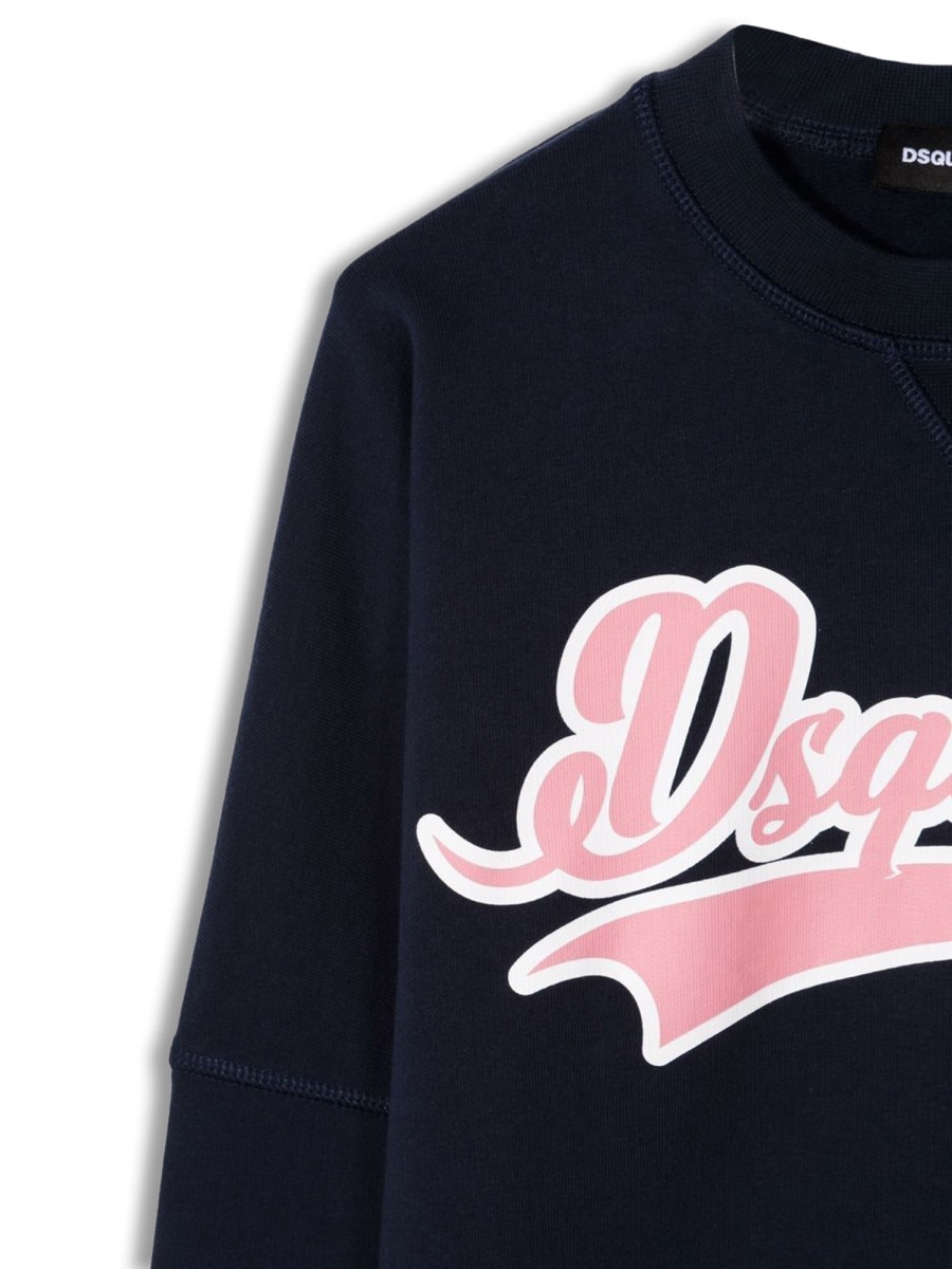Dsquared2 Logo Print Cotton Sweat Dress In Blue