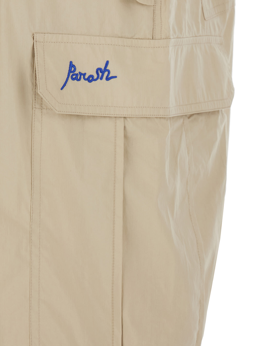 P.a.r.o.s.h Beige Pants With Cargo Pockets And Drawstring Waist In Cotton Blend Woman In Neutral