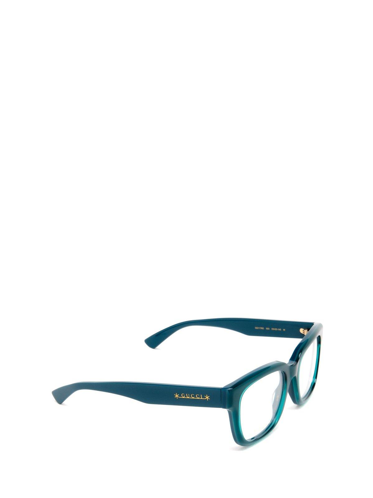 Shop Gucci Square Frame Glasses In 003 Blue Blue Transparent