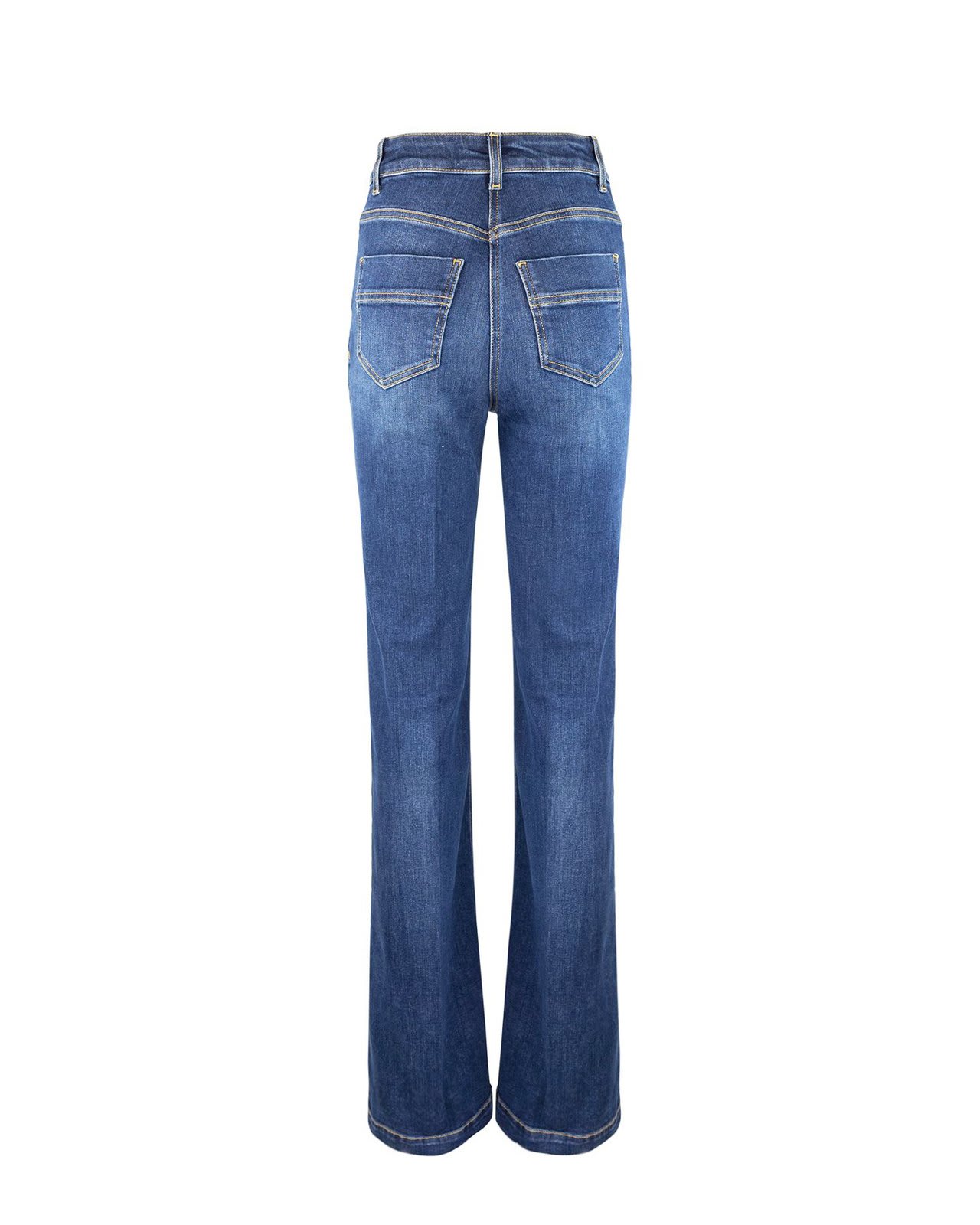 Shop Elisabetta Franchi Side Button Placket Bell-bottom Stretch Jeans In Blue