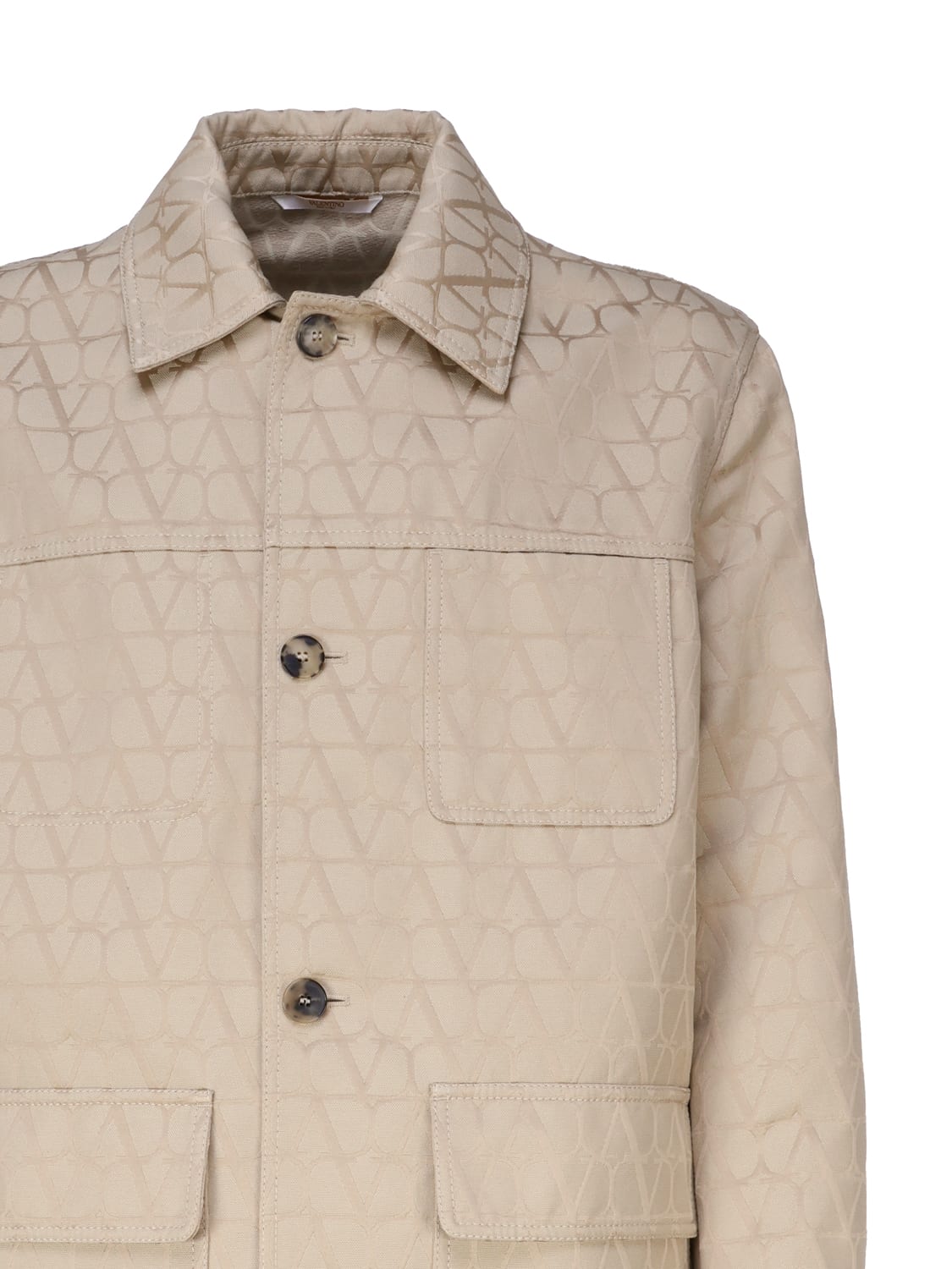 Shop Valentino Toile Iconographe Cotton Jacket In Beige