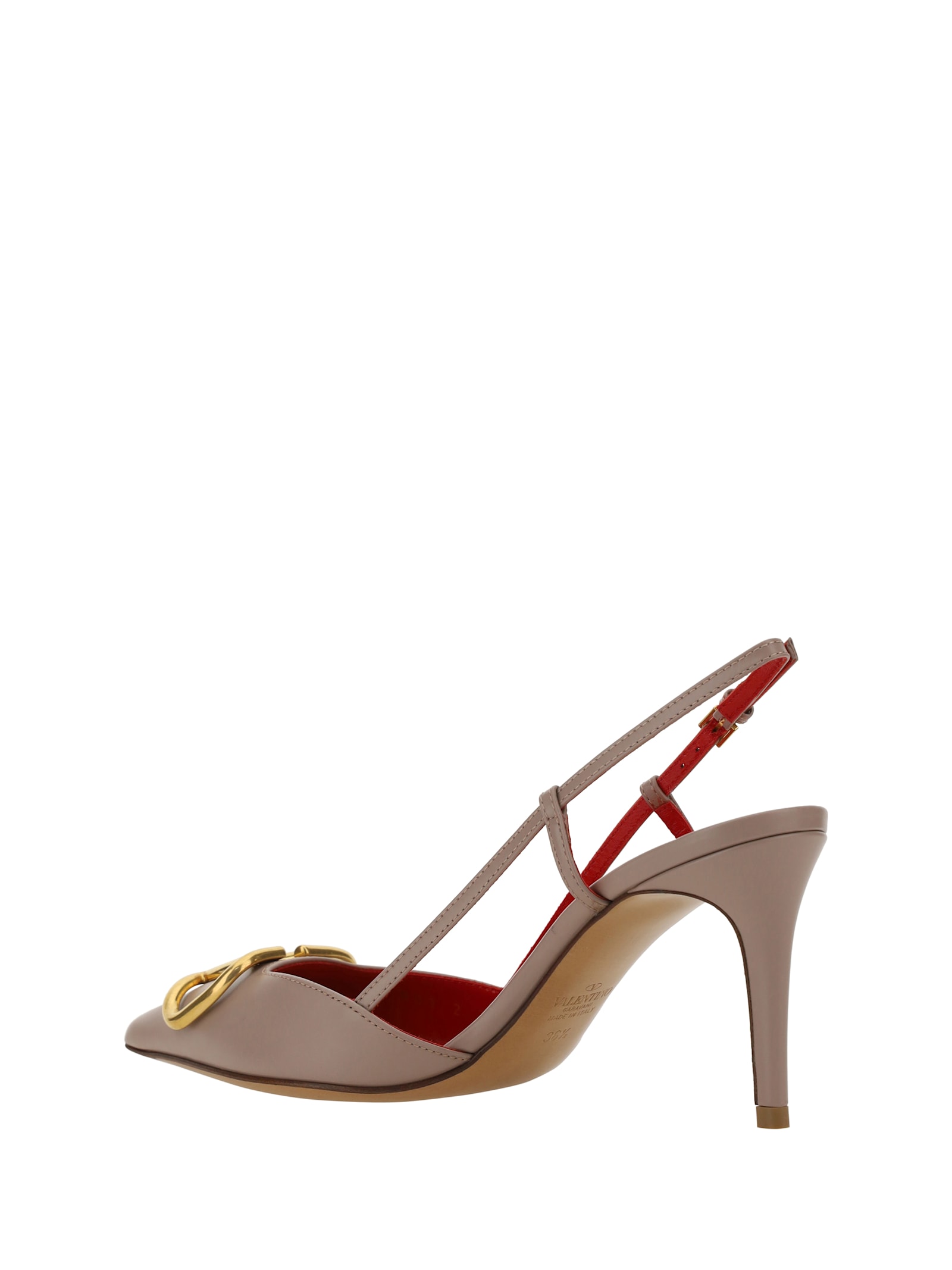 Shop Valentino Vlogo Pumps Slingback In Poudre