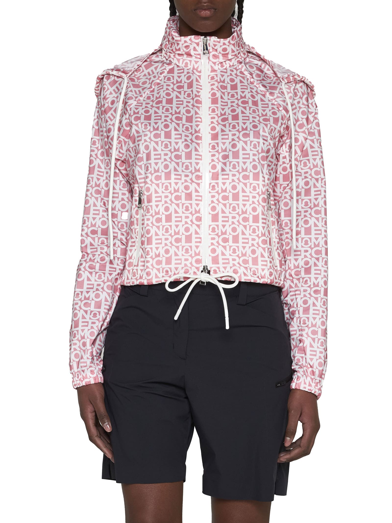 Logo-print Zip-up Jacket In Pink