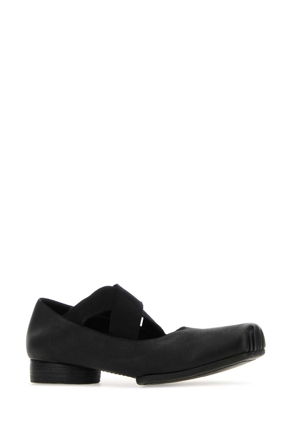 Uma Wang Black Leather Ballerinas In Black