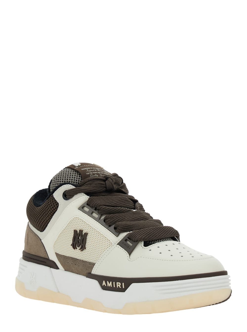Amiri Brown Low Top Sneakers With Logo Detail On The Side And Mesh Panels In Suede Man In Red