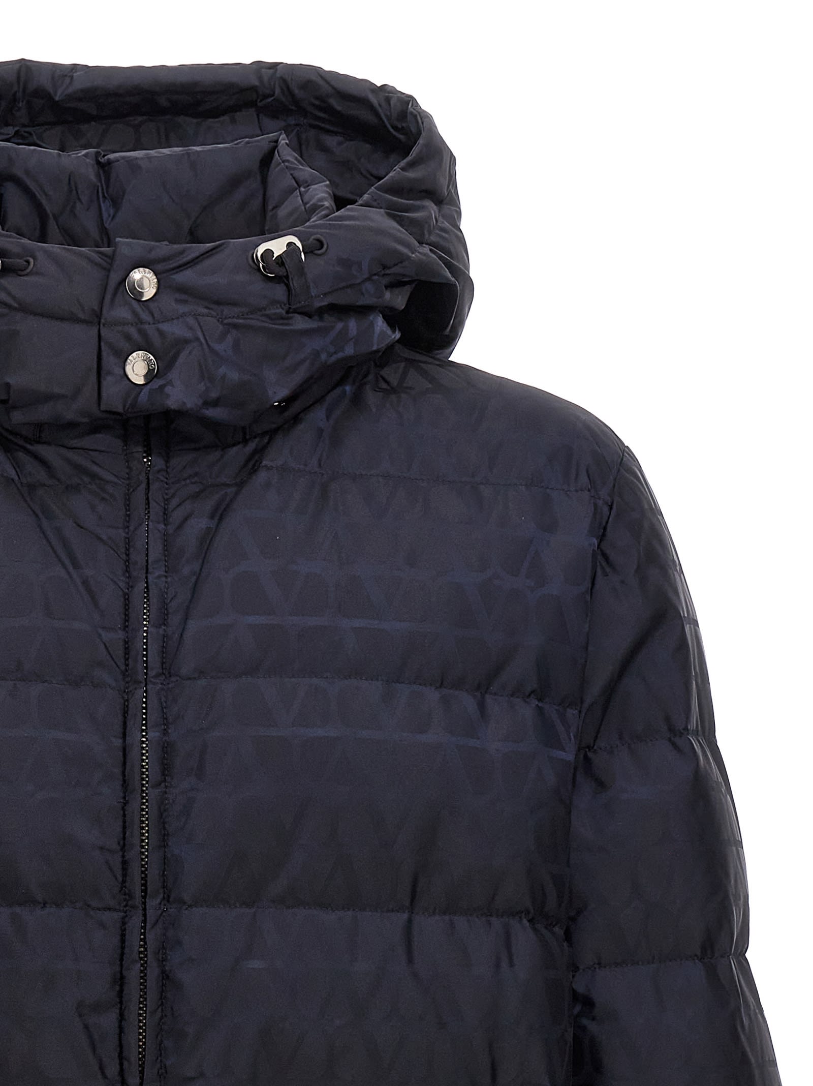 Shop Valentino Toile Iconographe Down Jacket In Blue