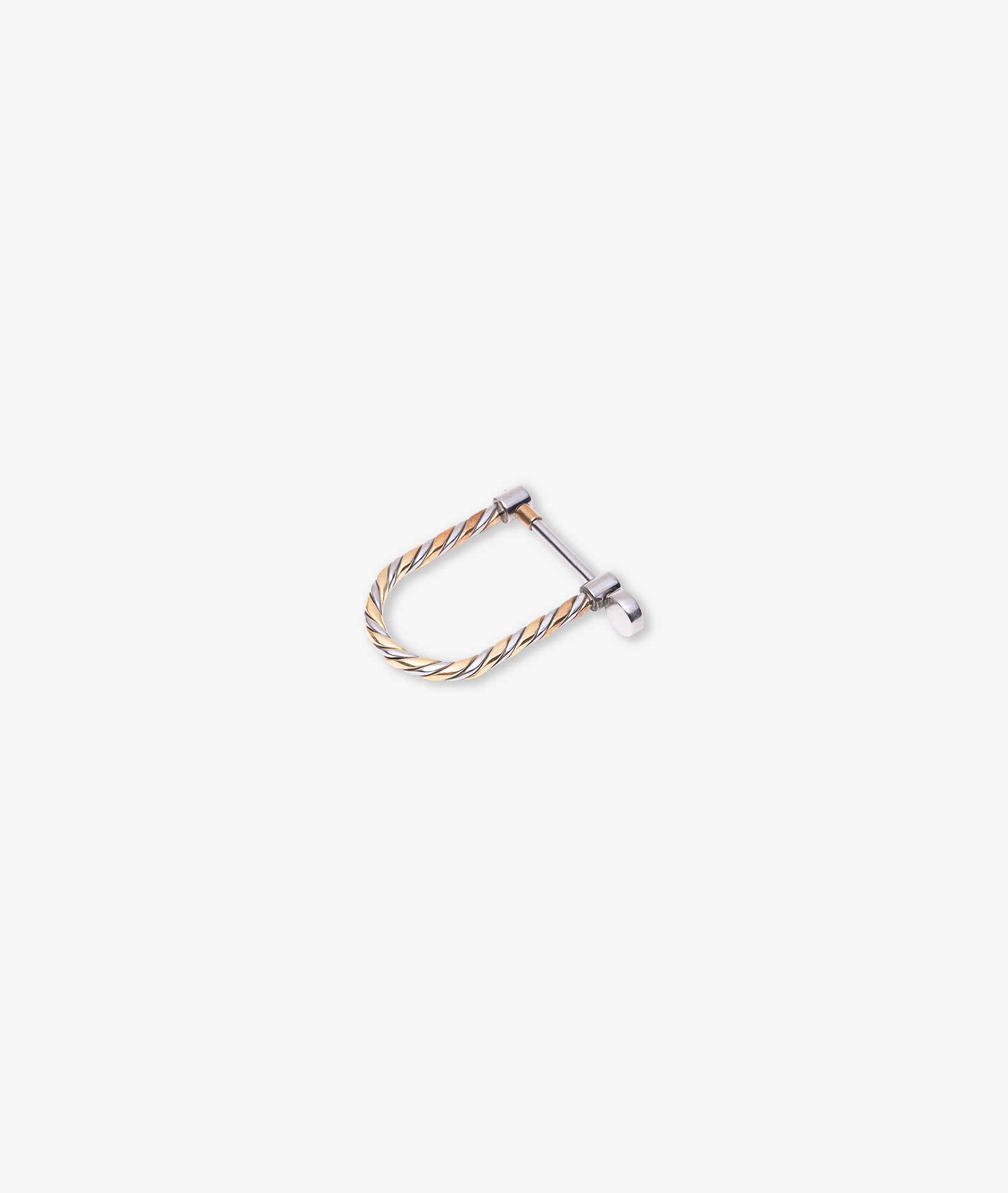 Larusmiani Stainless Steel And Yellow Gold Shackle Shaped Key Holder Keyring In Neutral