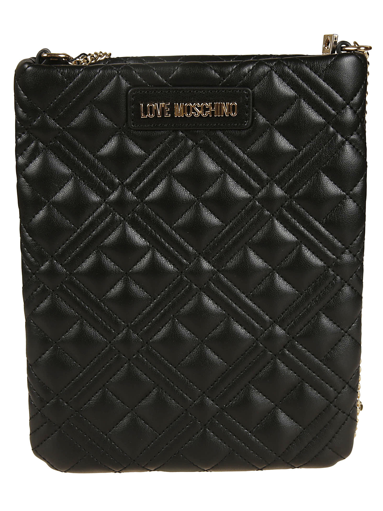 Love Moschino Quilted Logo Plaque Chain Shoulder Bag