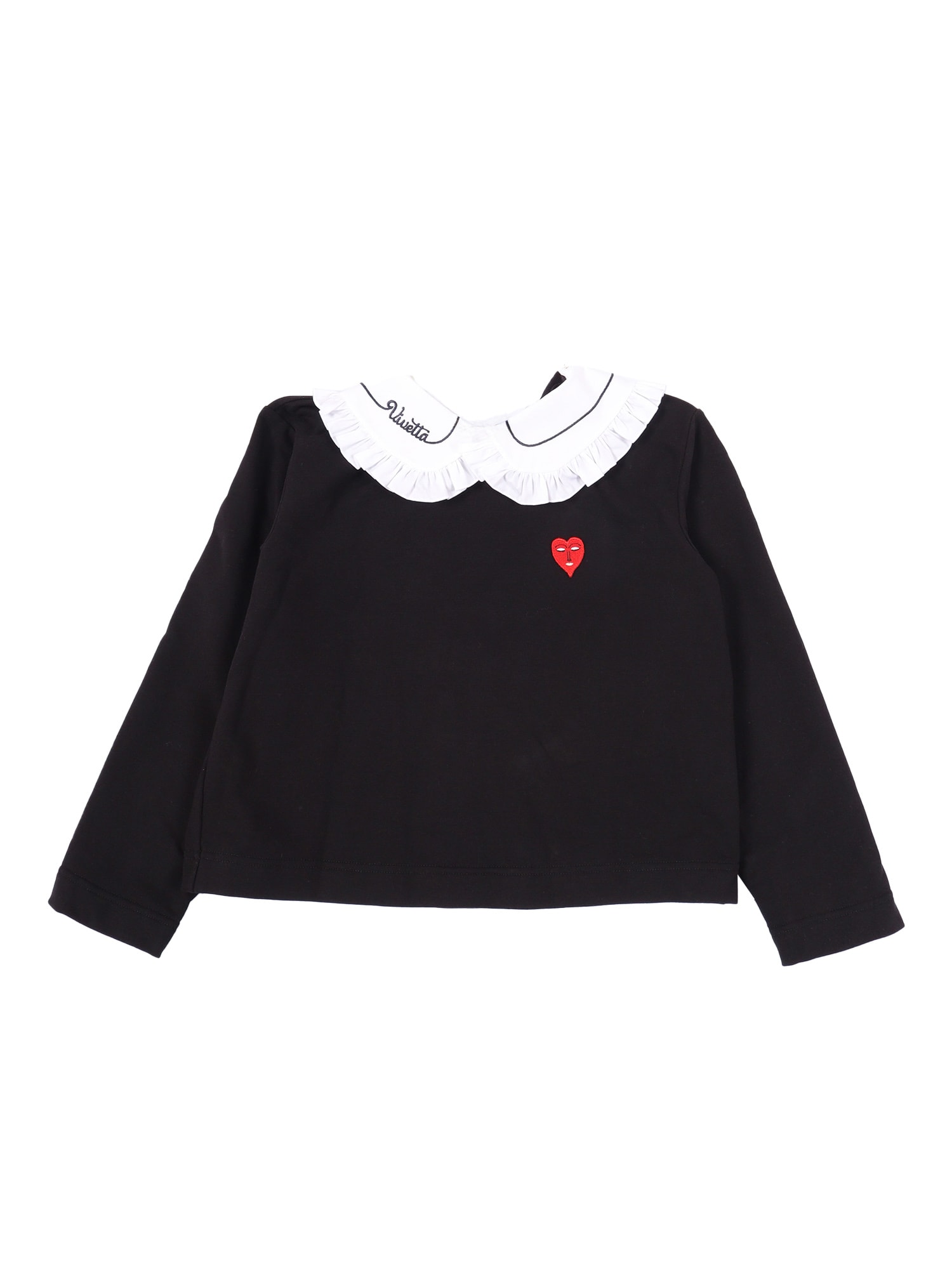 Vivetta Black Sweatshirt With Detachable Collar In Black