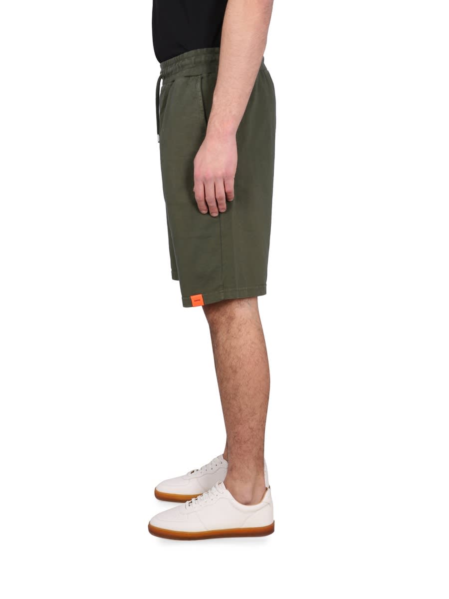 Aspesi Green Bermuda Shorts With Adjustable Waistband In Green