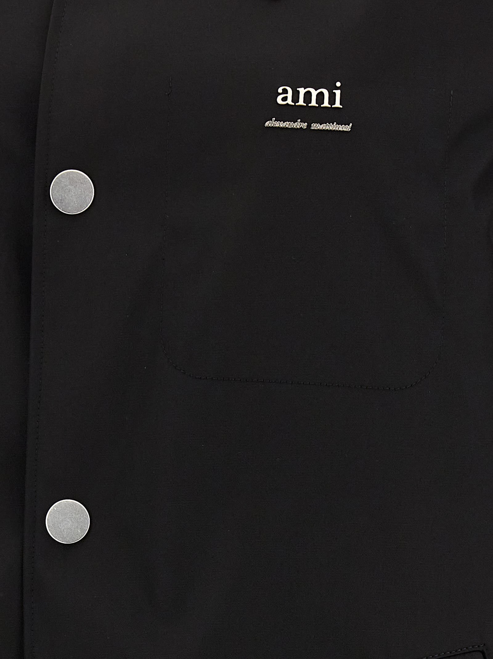 AMI ALEXANDRE MATTIUSSI TECHNICAL TWILL TRENCH COAT 