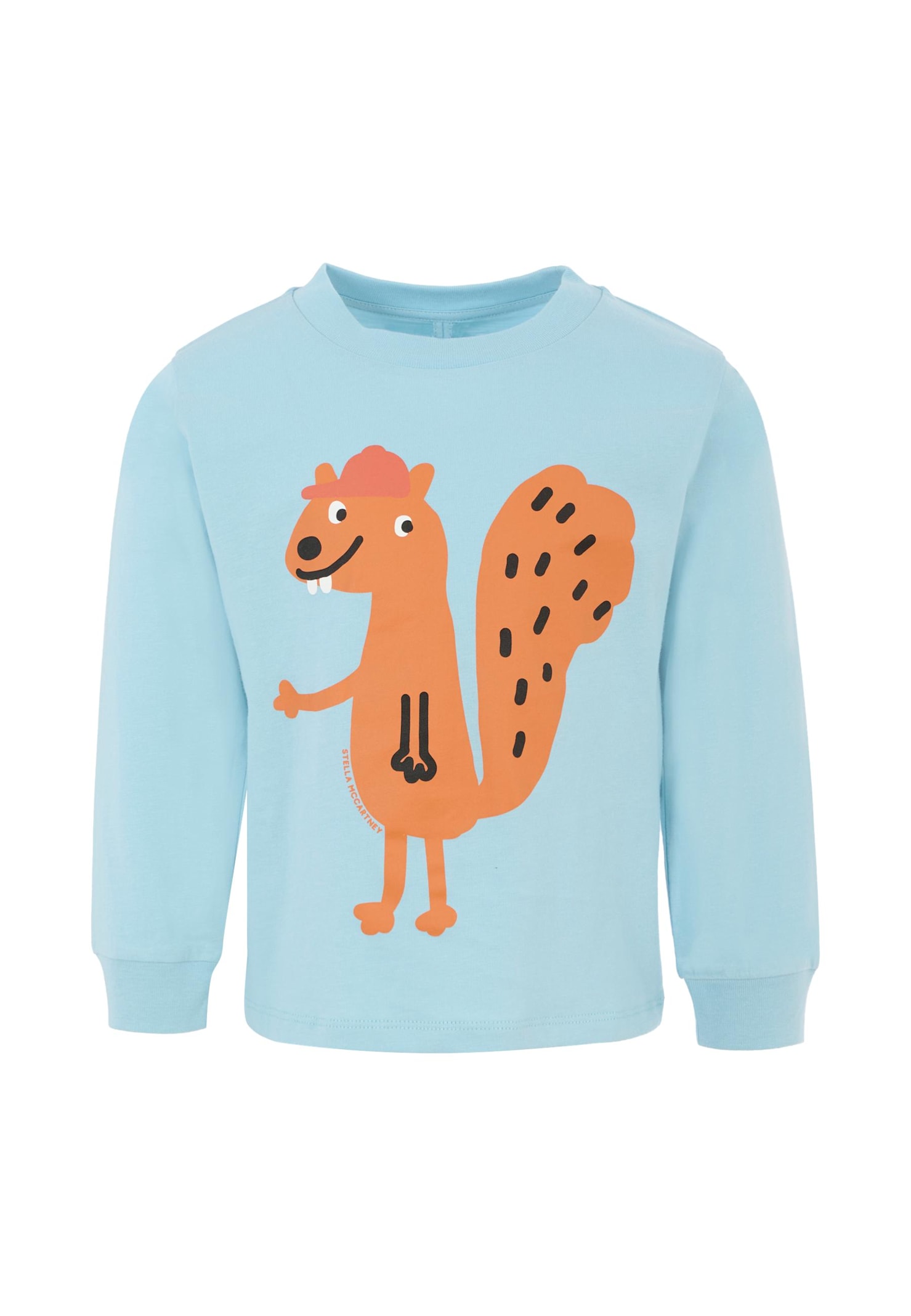Stella Mccartney Light Blue T-shirt For Boy With Squirrel In Blue